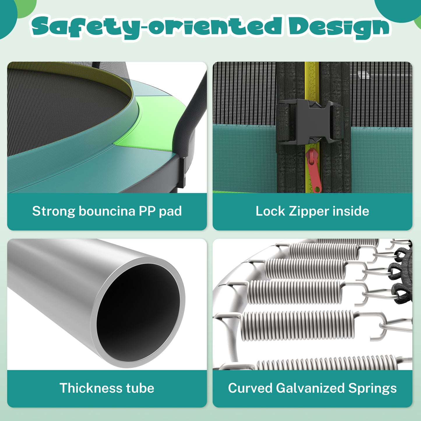 BTMWAY 14ft Trampoline Outdoor, big trampoline with 360° Safety Net, Heavy Duty Trampoline for Kids and Adults, Kids Trampoline with 6 Curved Poles, Play Ground Outdoor, In Ground Trampoline