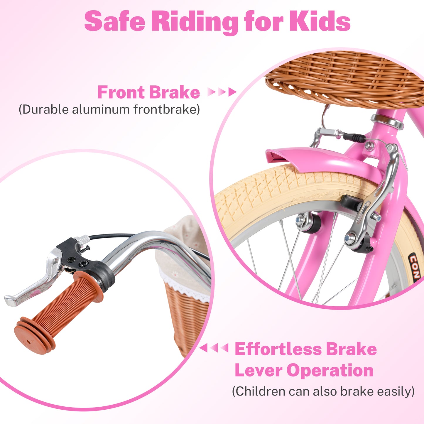 20in Kids Bike for Girls and Boys, SHINPT Girls Bike with Basket, 20 inch Bike for Kids 7+, Kids Bicycle with Single Speed, Bicycle for Kids with Rear Seat for Birthday Gift, Blue or Pink