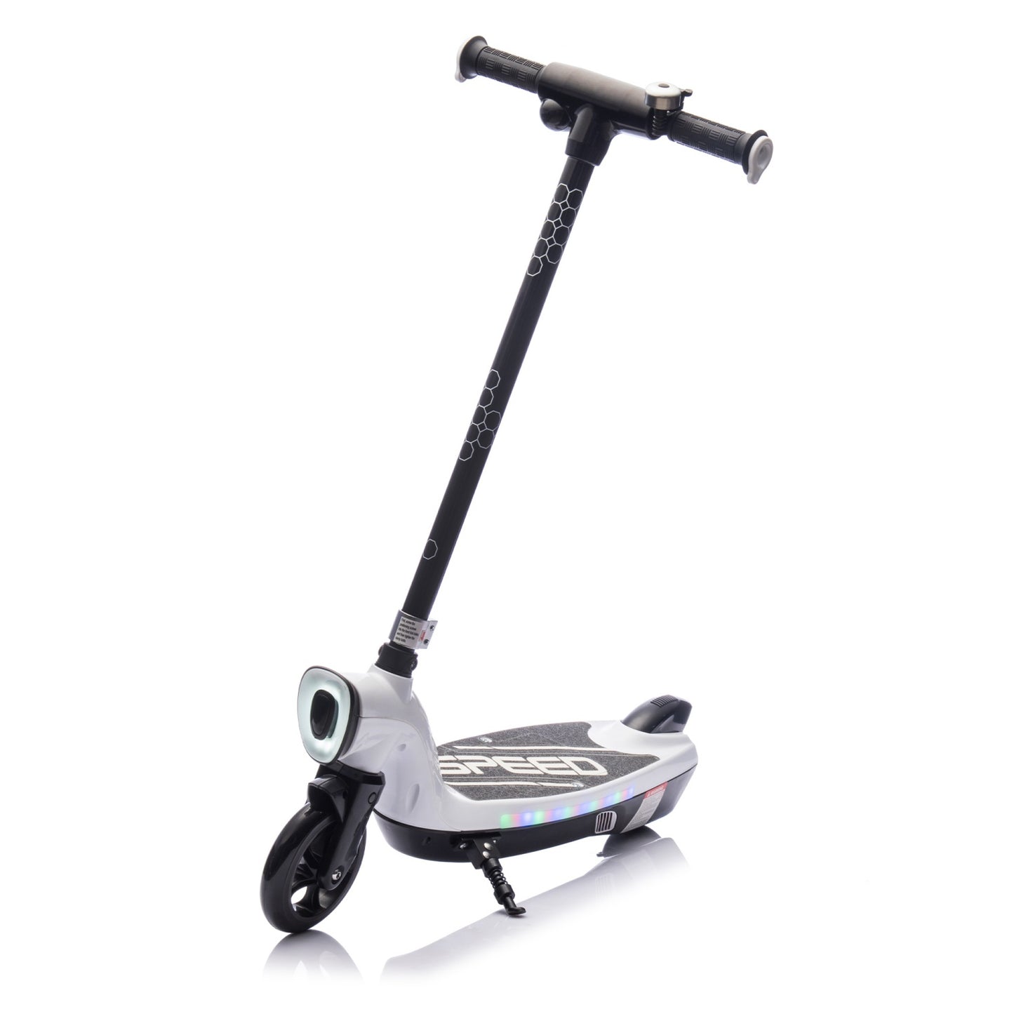Electric Scooter for Kid 6-12, BTMWAY Sport Scooters with Colorful LED Lights and 6.84 MPH Speed, Lightweight Electric Scooter with Kickstand, Scooter Bell,  Rear Brake, Wider Pedal, Non-Slip Handle