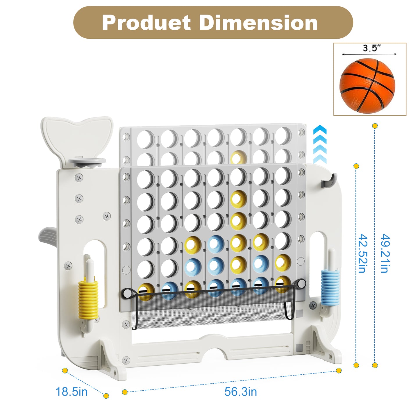 Connect 4 Jumbo Yard Game, SHINPT Giant Connect 4 Game, Outdoor Kids Game with Jumbo Connect 4, Basketball Hoop, Ring Toss, Golf Games, Outdoor Games for Kids and Adults with Height Adjustable