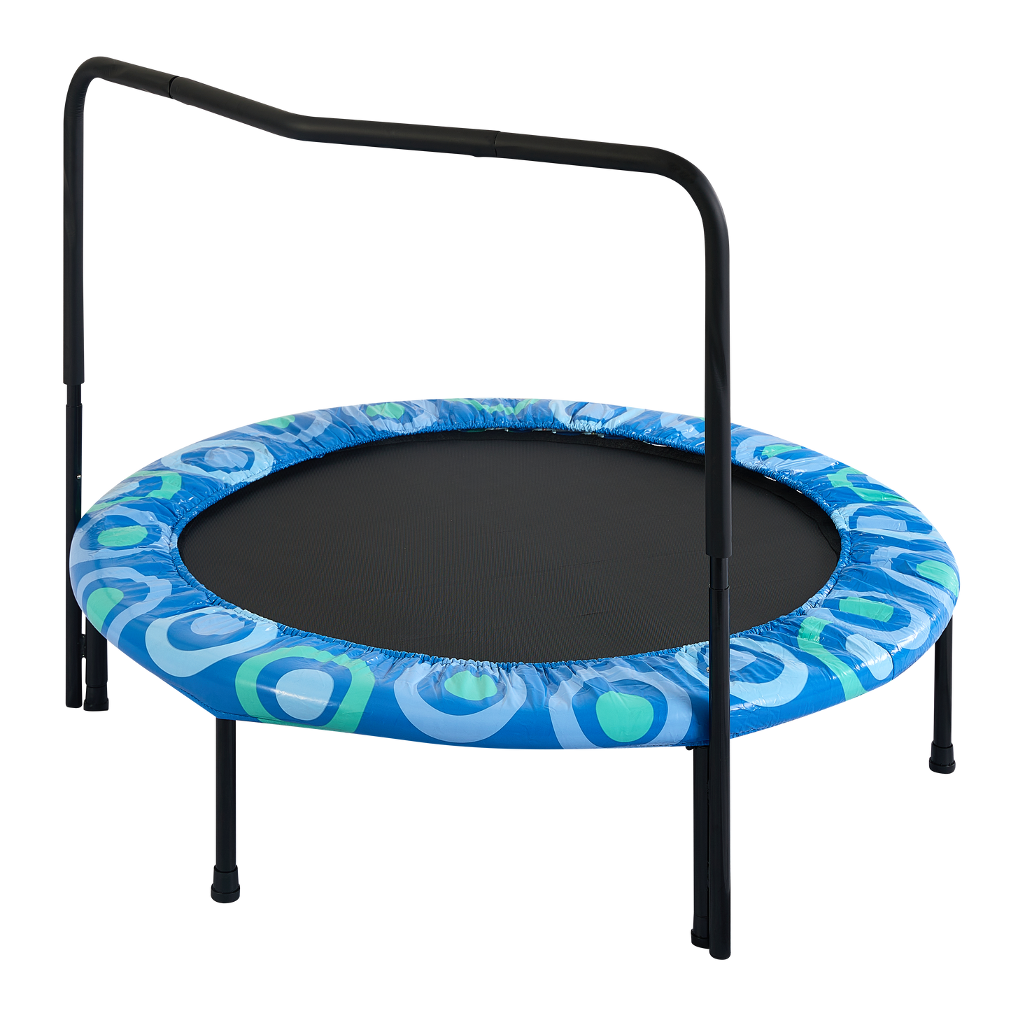 48" Mini Trampoline for Kids Ages 3-7, Foldable Kids Trampoline with Foam Handle for Indoor & Outdoor, SHINPT Trampoline for Boys&Girls, Blue Rebounder Exercise Trampoline for Backyard, Patio