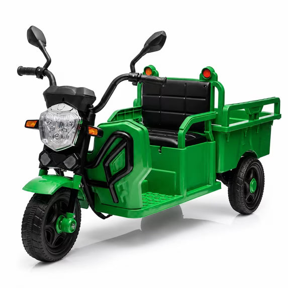 12V Kids Ride on Toy, SHINPT Powered Ride on Car with Large Storage Bed, 3-Wheel Cargo Truck with LED Lights & Music, Wide Seat, Toddler Ride on Toys for Ages 3-6, Green