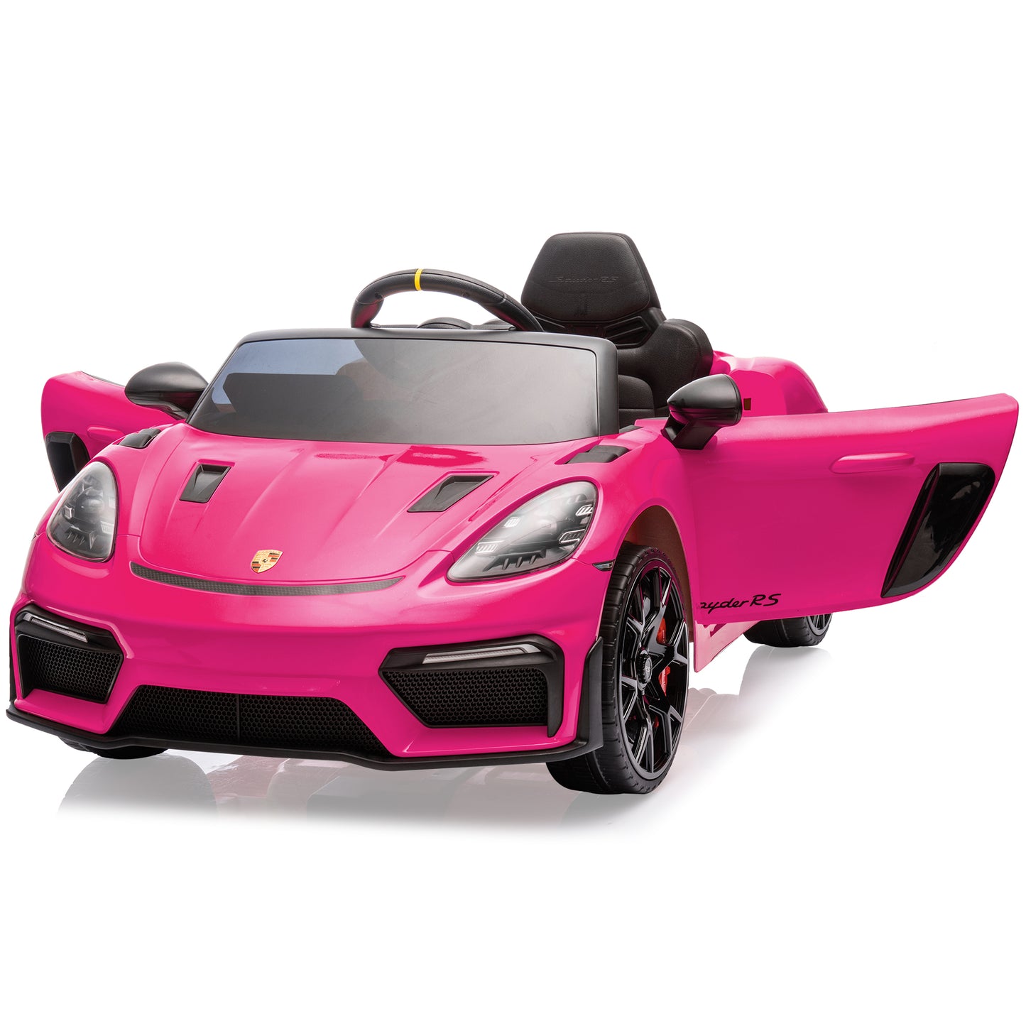 Electric Ride On Car, SHINPT Licensed Porsche Kids Electric Car with 2.4G Parent Remote Control & Bluetooth, 12V 2WD Toddler Ride On Toy 3 Speeds LED Lights Black for Kids Ages 3-5, Backyard Play