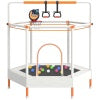60" Mini Trampoline for Kids with Enclosure, Shinpt Indoor & Outdoor Toddler Trampoline, Upgrade Full Anti-Rust Tube with Adjustable Gymnastics Bars, Small Trampoline for Boys & Girls