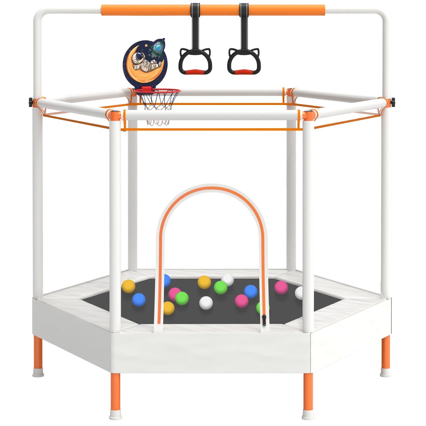 60" Mini Trampoline for Kids with Enclosure, Shinpt Indoor & Outdoor Toddler Trampoline, Upgrade Full Anti-Rust Tube with Adjustable Gymnastics Bars, Small Trampoline for Boys & Girls