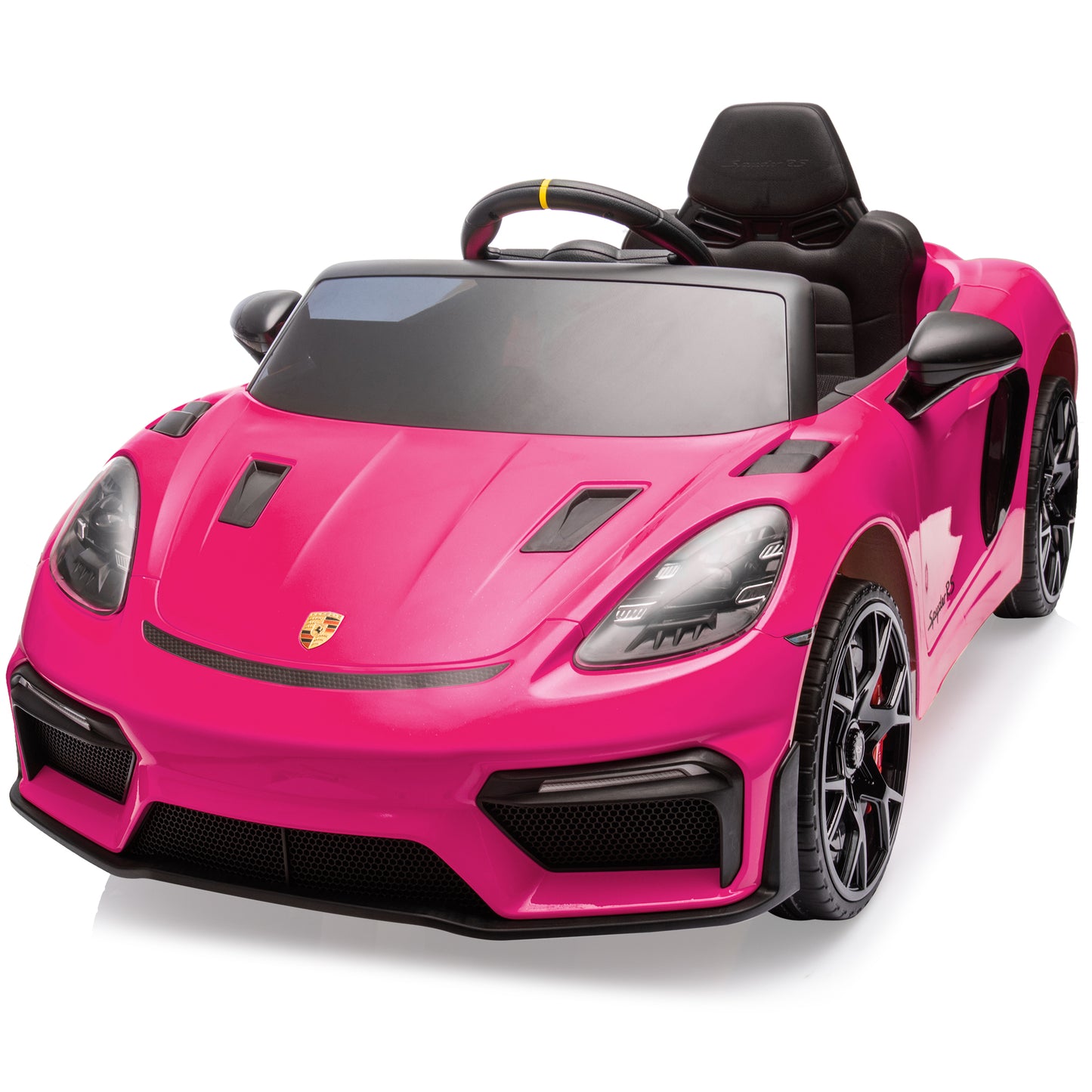 Electric Ride On Car, SHINPT Licensed Porsche Kids Electric Car with 2.4G Parent Remote Control & Bluetooth, 12V 2WD Toddler Ride On Toy 3 Speeds LED Lights Black for Kids Ages 3-5, Backyard Play