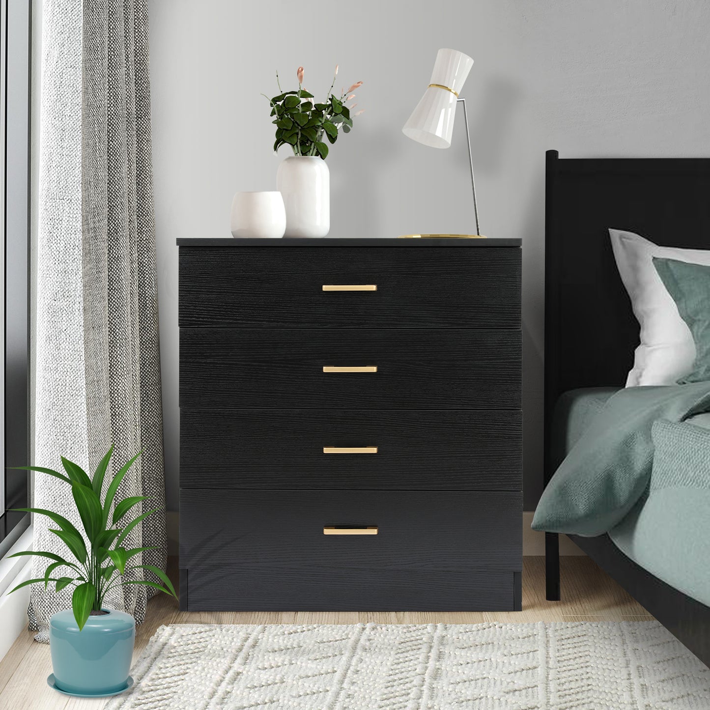 Closet Dresser with 4 Drawers, SHINPT Large Dresser for Bedroom, Cloakroom, Livingroom, Wood Bedroom Furniture with 4 Deep Drawers, Bedroom Dresser set in Simply Modern, Chest of Drawers for Bedroom