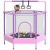 60" Mini Trampoline for Kids with Enclosure, Shinpt Indoor & Outdoor Toddler Trampoline, Upgrade Full Anti-Rust Tube with Adjustable Gymnastics Bars, Small Trampoline for Boys & Girls