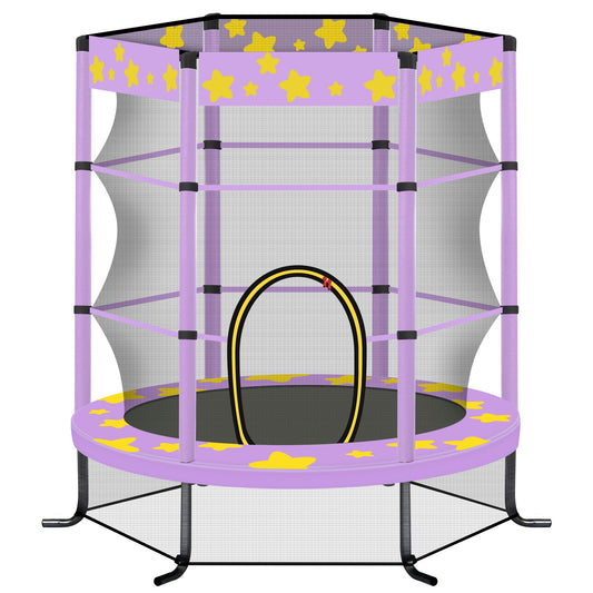 55" Mini Trampoline for Kids, SHINPT Kids Trampoline for Toddlers, 4.5FT Baby Trampoline with Safety Enclosure Net, Small Trampoline with Star Print Indoor/Outdoor, Outside Toy for Kids for Garden