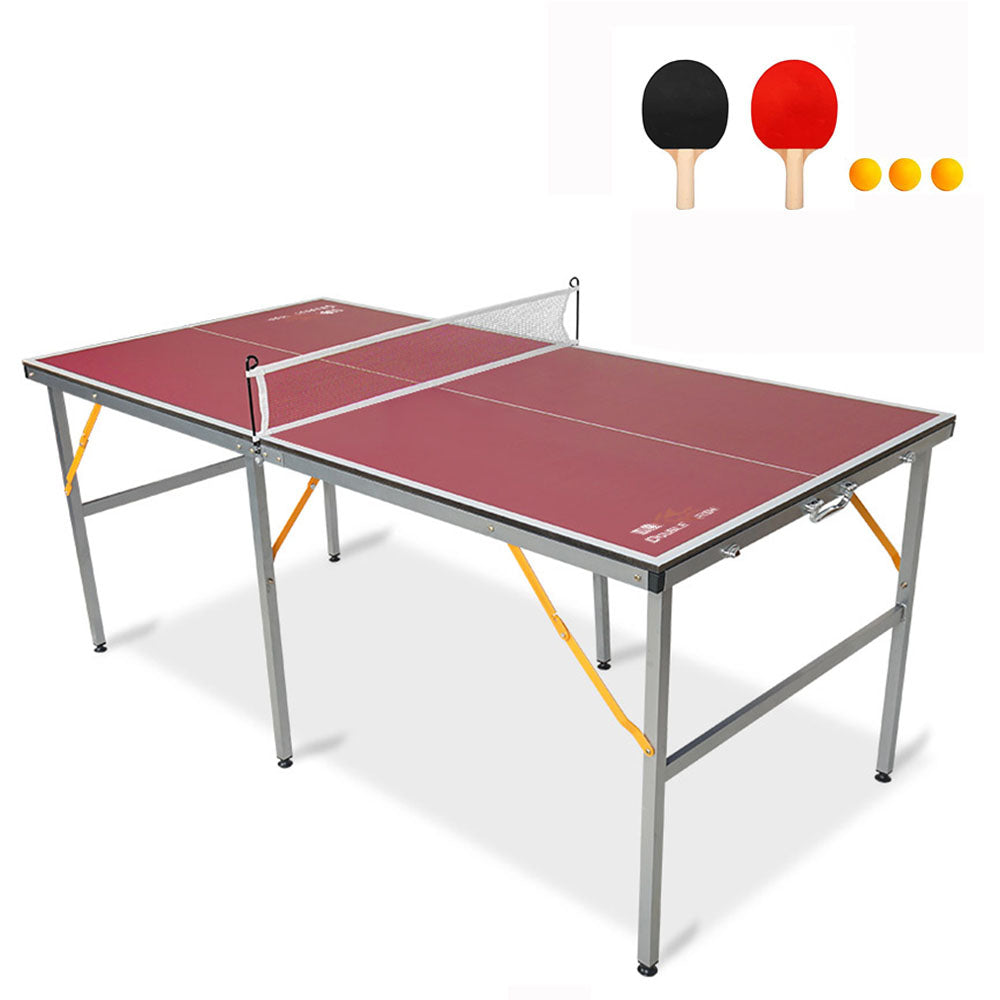 4FT Outdoor Table Tennis Table, SHINPT Mini Ping Pong Table with Net, Foldable Ping Pong Table with 2 Paddles and 3 Balls, Folding Game Table for Indoor/Outdoor, Table Game for Adults for Backyard