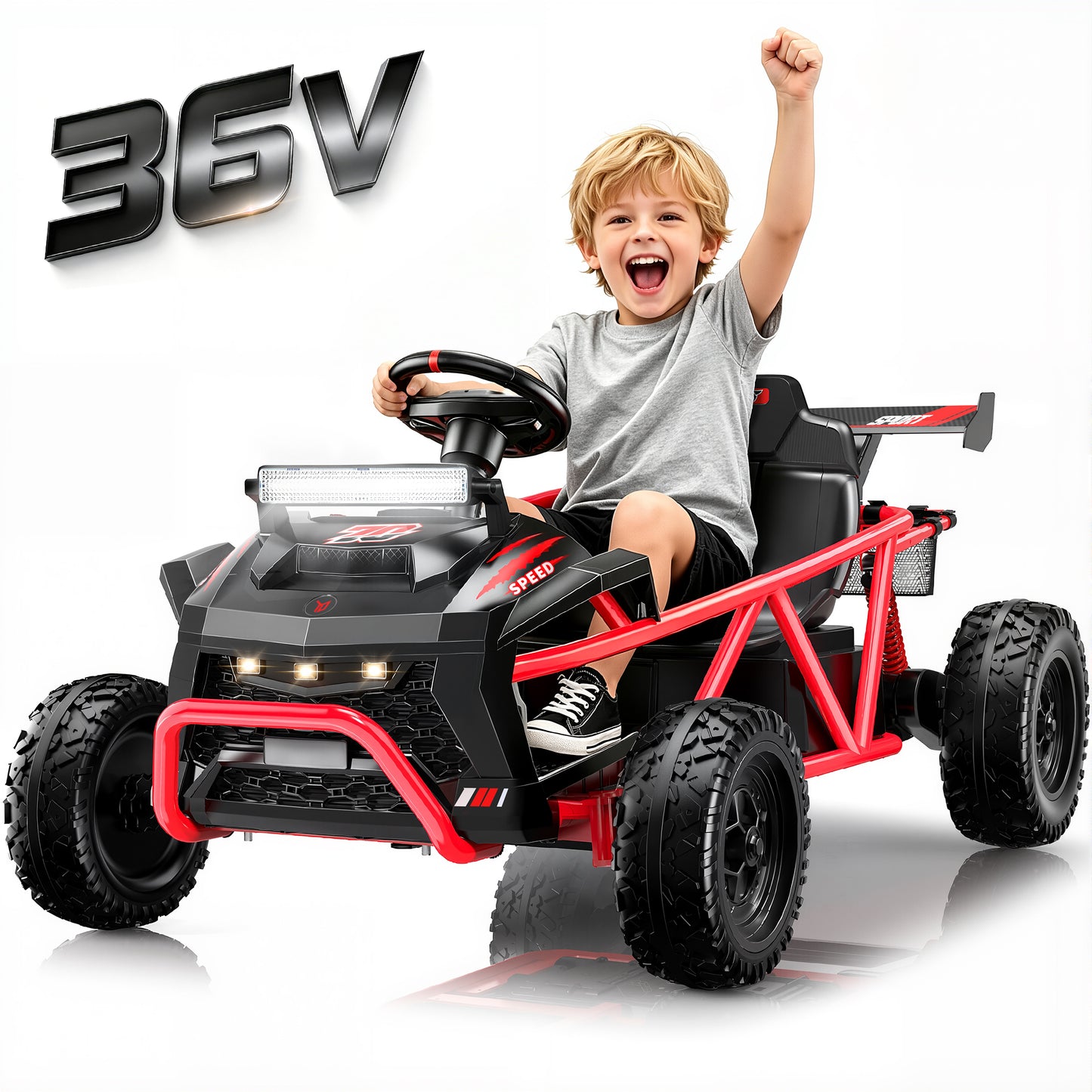 36V Ride on Car for Big Kids Aged 6+, SHINPT Electric Ride on Car with 2x250W Motor, Powered Ride on Toys with Rear Wheel Spring Suspension, Bluetooth, Music, Kids Electric Vehicle for Gift