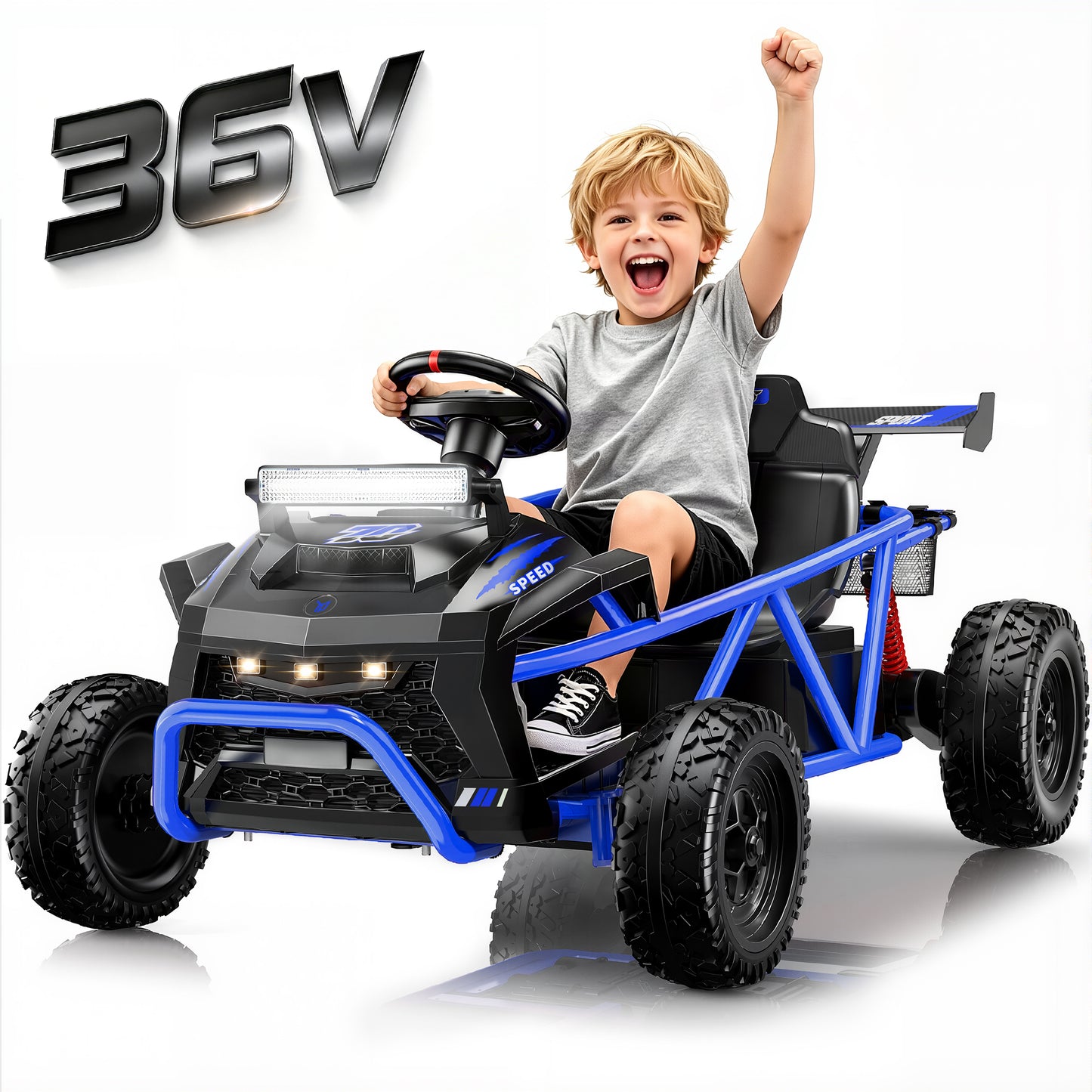 36V Ride on Car for Big Kids Aged 6+, SHINPT Electric Ride on Car with 2x250W Motor, Powered Ride on Toys with Rear Wheel Spring Suspension, Bluetooth, Music, Kids Electric Vehicle for Gift