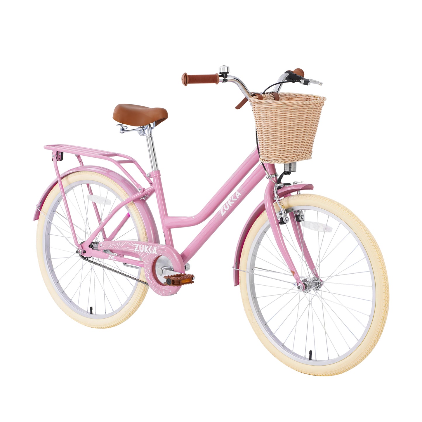 24" Bike for Kids and Adults, SHINPT Bicycle with Basket and Rear Rack, 24in Girls and Boys Bike with Steel Frame, Retrospec Balance Bike for Best Gift, Bicycle for Kids 10+, Multiple Colors