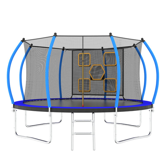 12FT Heavy Duty Trampoline for Kids and Adults, SHINPT Recreational Trampoline with Enclosure Net, Inside/Outside Trampoline with Ball Games, Outdoor Kids Play Equipment for Lawn, Garden, Backyard