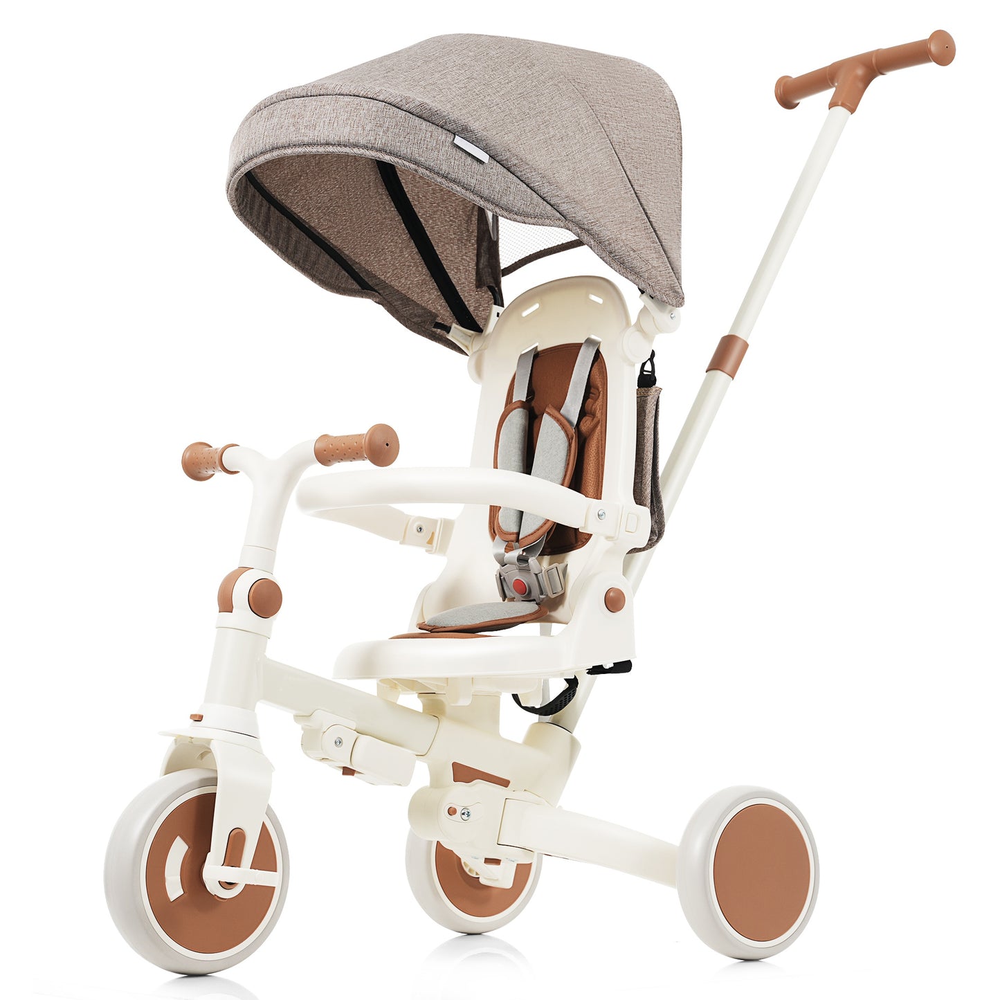 7 in 1 Tricycle for Toddlers 1-6, SHINPT Foldable Push Bike with Removable and Adjustable Handle, Kids Tricycle with Removable Pedal, Toddler Bike with Canopy and Guardrail, Toddler Car, Ride-on Toy