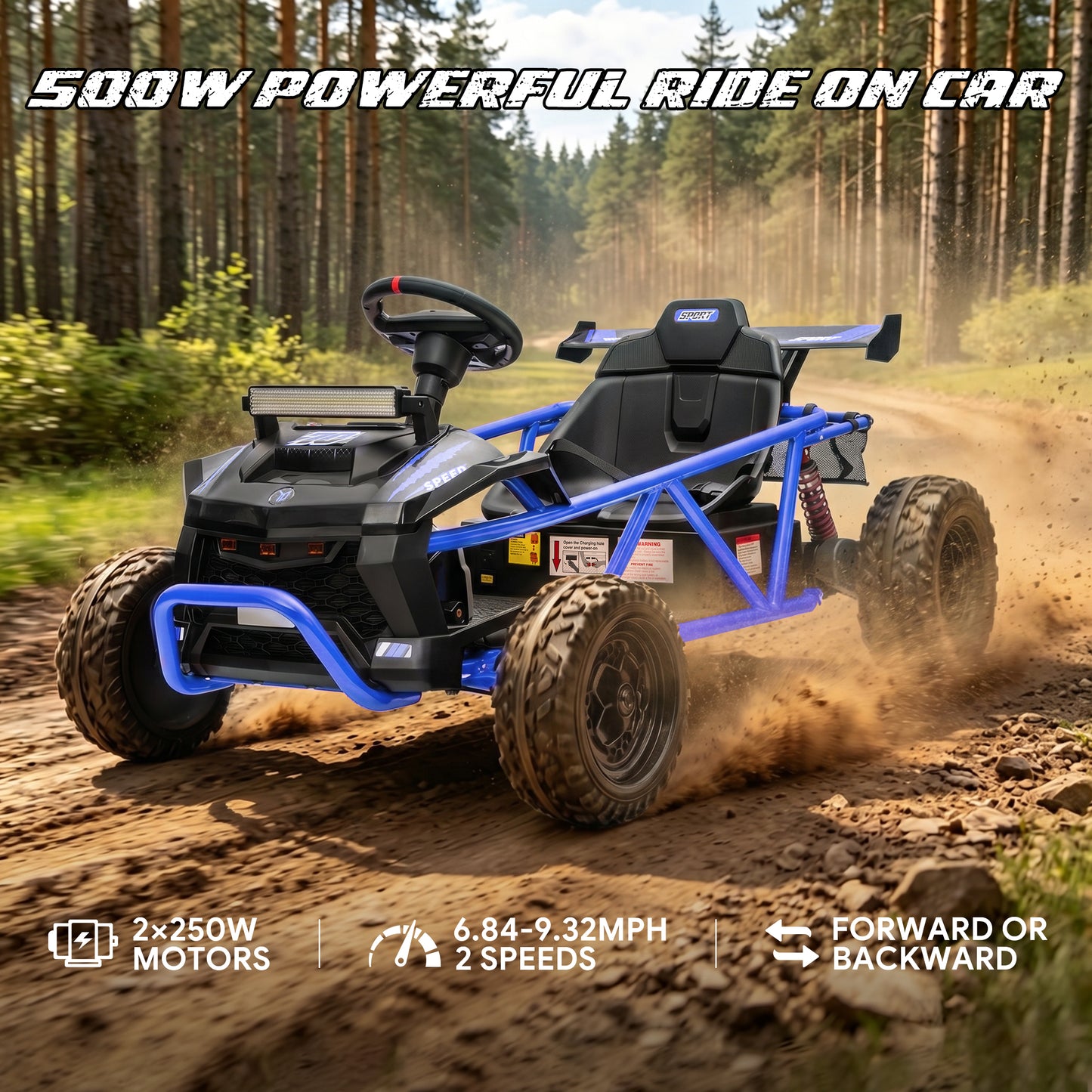 36V Ride on Car for Big Kids Aged 6+, SHINPT Electric Ride on Car with 2x250W Motor, Powered Ride on Toys with Rear Wheel Spring Suspension, Bluetooth, Music, Kids Electric Vehicle for Gift