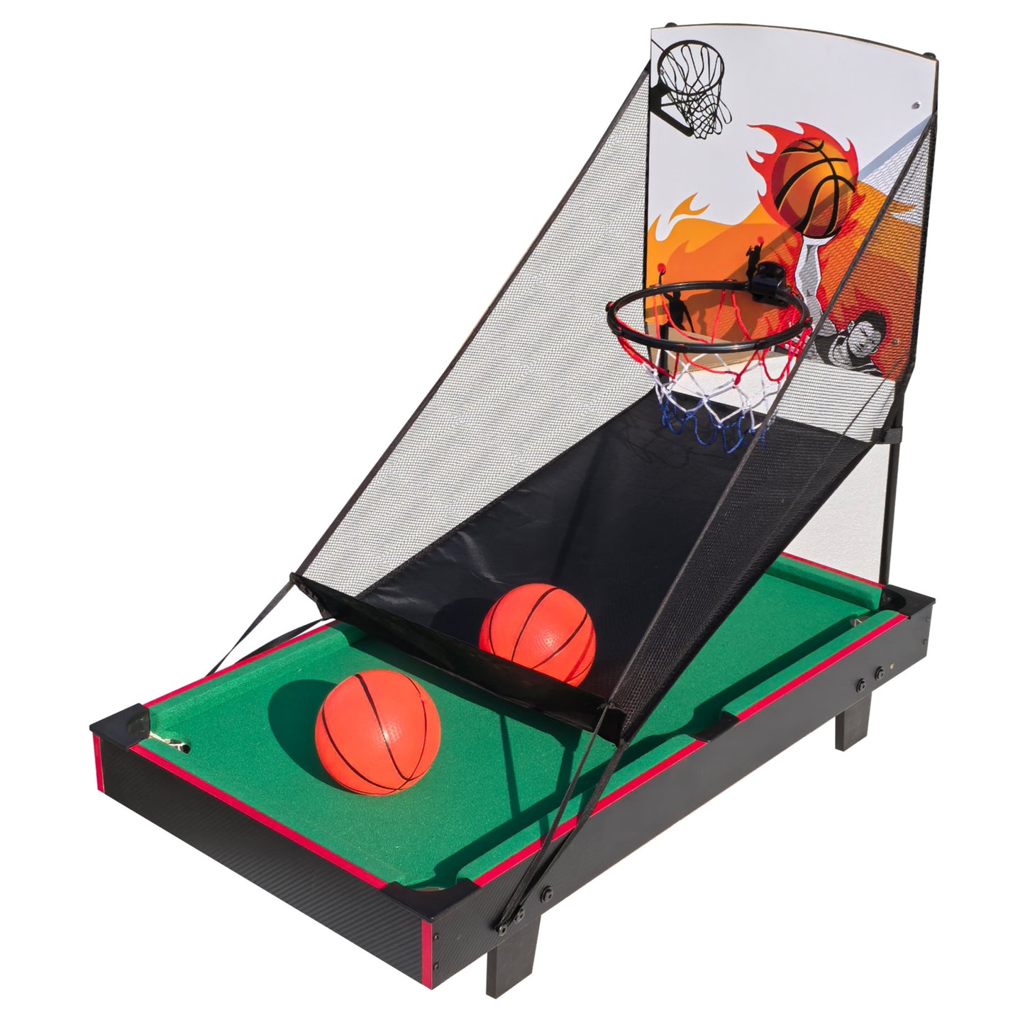 2 in 1 Arcade Game Table, SHINPT 36" Mini Pool Table for Kids, Game Table with Basketball, Billiards, Indoor/Outdoor Table Games for Adults, Friends, Family Game Table for Game Room, Basement