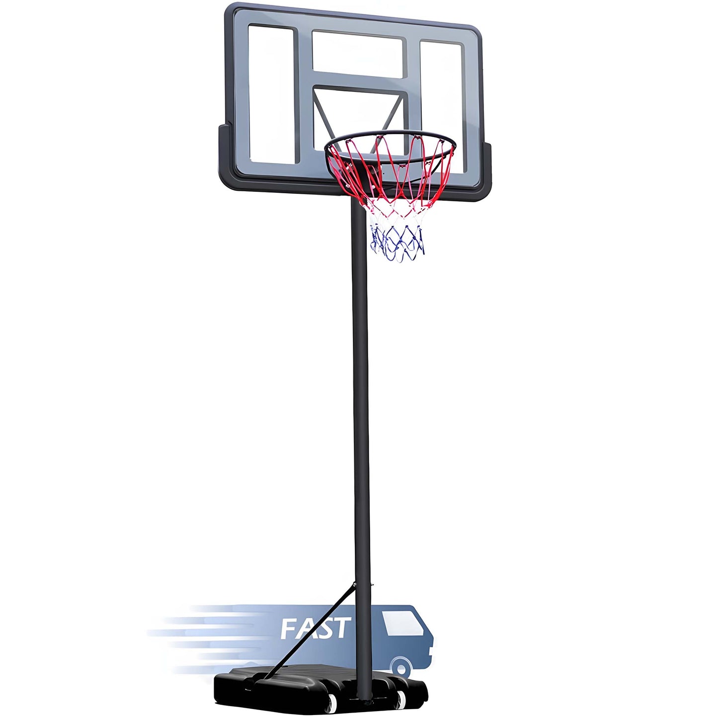 SHINPT 4.9-10ft Height Adjustable Basketball Hoop Outdoor/Indoor, Portable Basketball Hoop with Wheels for Kids Youth and Adults, 44 inch Black Backboard for Backyard, Outdoor Play Equipment