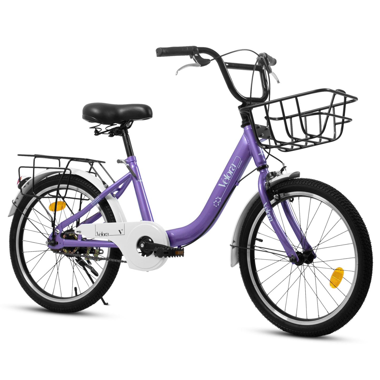 20in Bicycle for Kids 6-12, SHINPT Girls and Boys Bike with Rear Rack, Toddler Bike with Basket, Lightweight Steel Frame (White, Pink, Green, Purple), Bike for 6-12 year old girl, Boys Bike for Gift