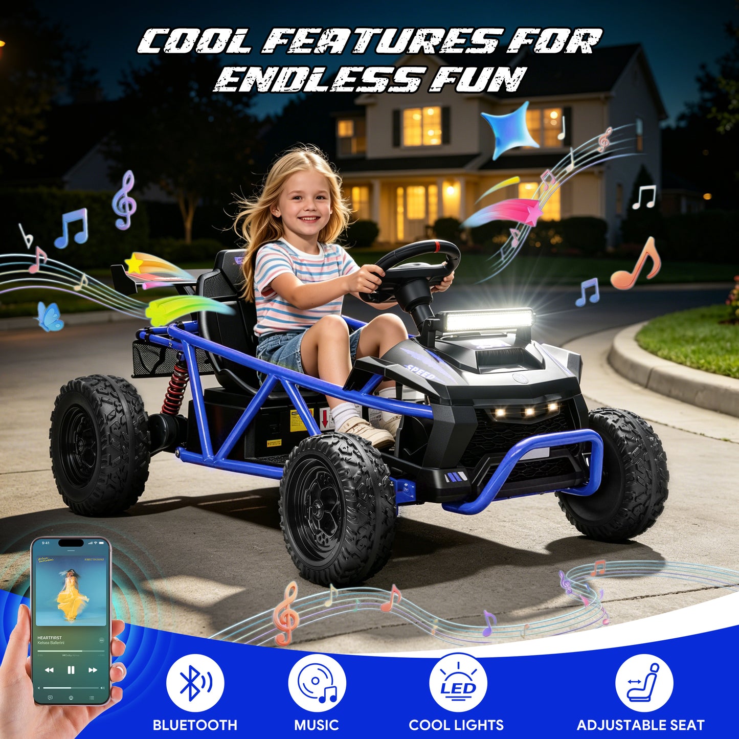36V Ride on Car for Big Kids Aged 6+, SHINPT Electric Ride on Car with 2x250W Motor, Powered Ride on Toys with Rear Wheel Spring Suspension, Bluetooth, Music, Kids Electric Vehicle for Gift