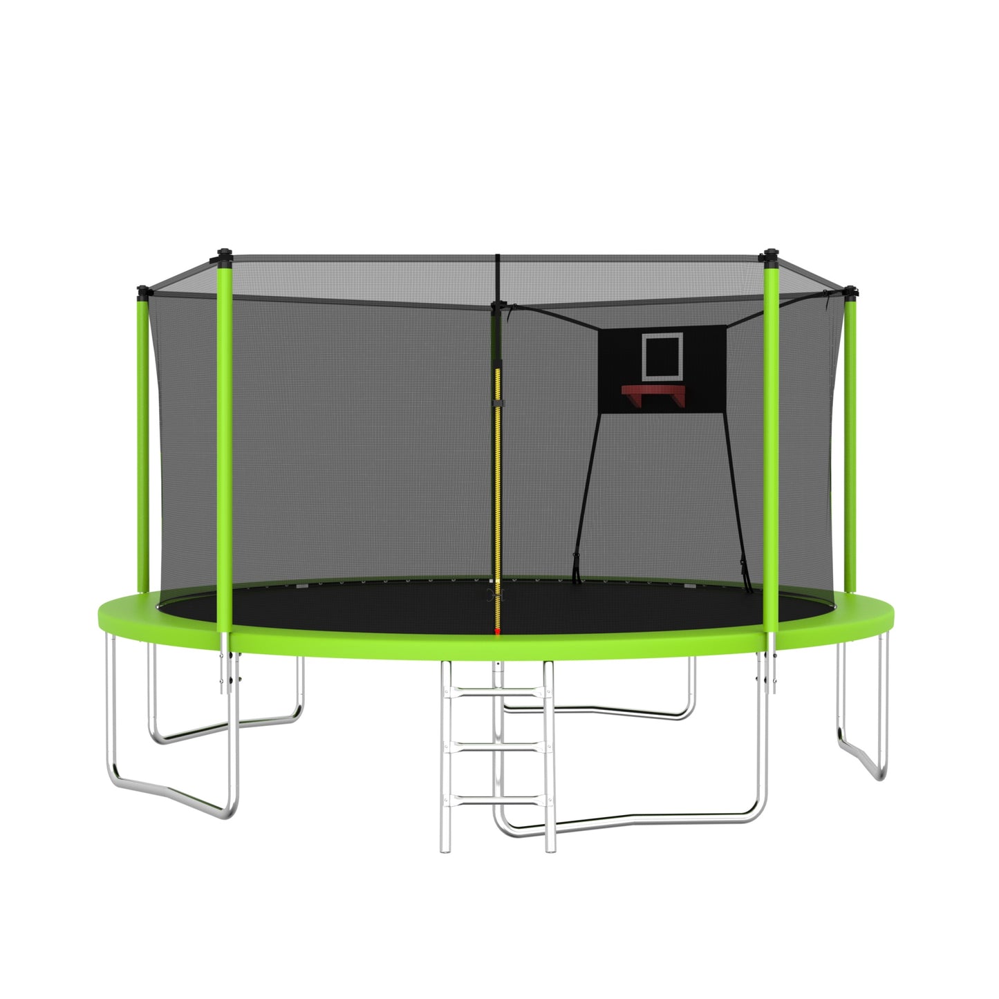 14FT Sports Fitness Trampoline with Net, SHINPT Large Trampoline with Basketball Hoop, Exercise Trampoline for Adults and Kids for Outdoor/Indoor, Gymnastics Trampoline with Ladder for Basement, Yard