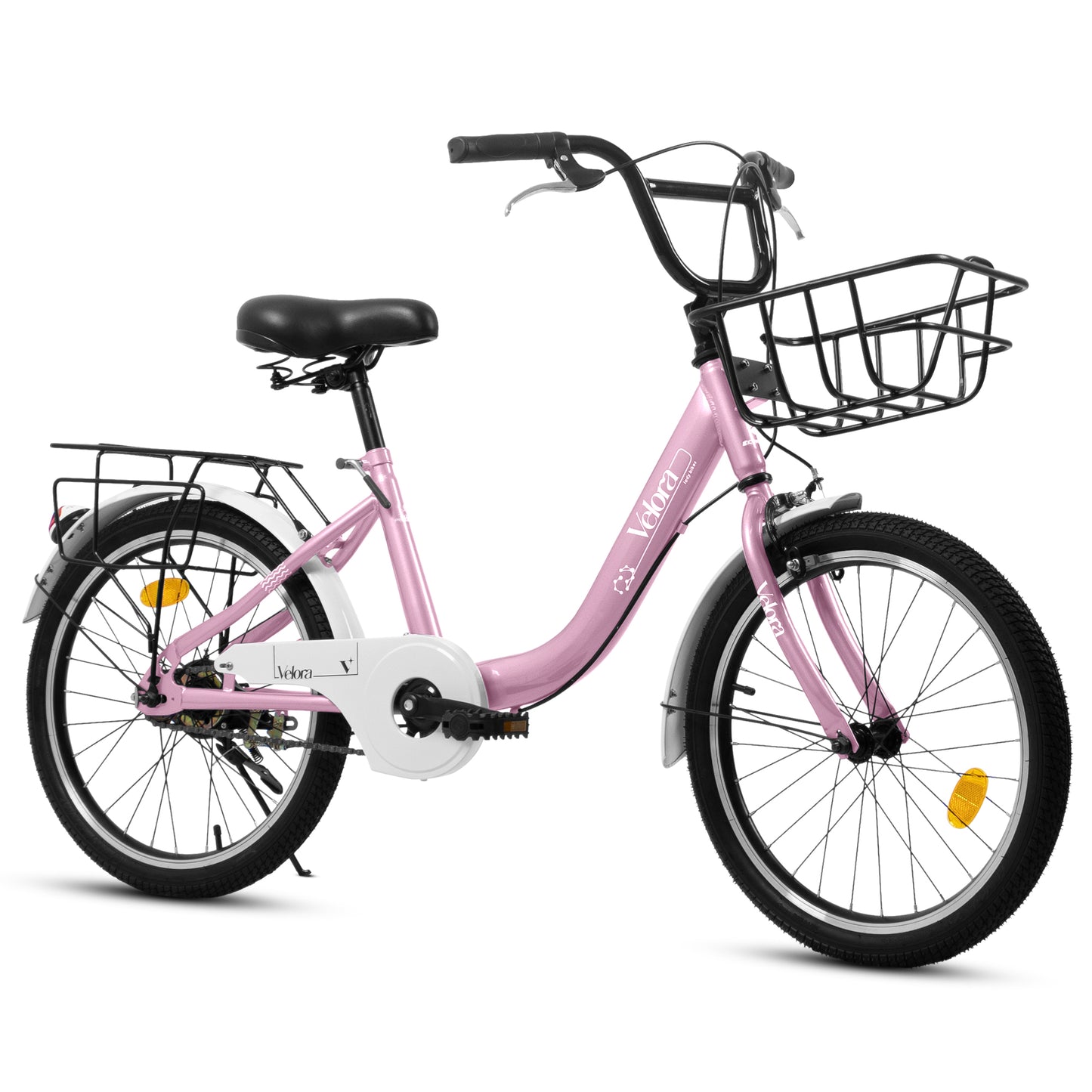 20in Bicycle for Kids 6-12, SHINPT Girls and Boys Bike with Rear Rack, Toddler Bike with Basket, Lightweight Steel Frame (White, Pink, Green, Purple), Bike for 6-12 year old girl, Boys Bike for Gift