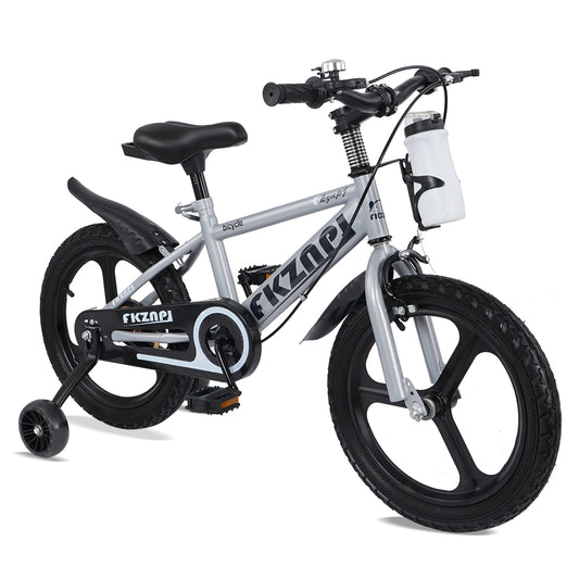 16" Kids Bike with Training Wheels, SHINPT Bicycle for Kids 3-9 with Water Bottle, Training Wheels with Night Glow, Toddler Bike with High Carbon Steel Frame, 16 in kids bicycle with Adjustable Seat