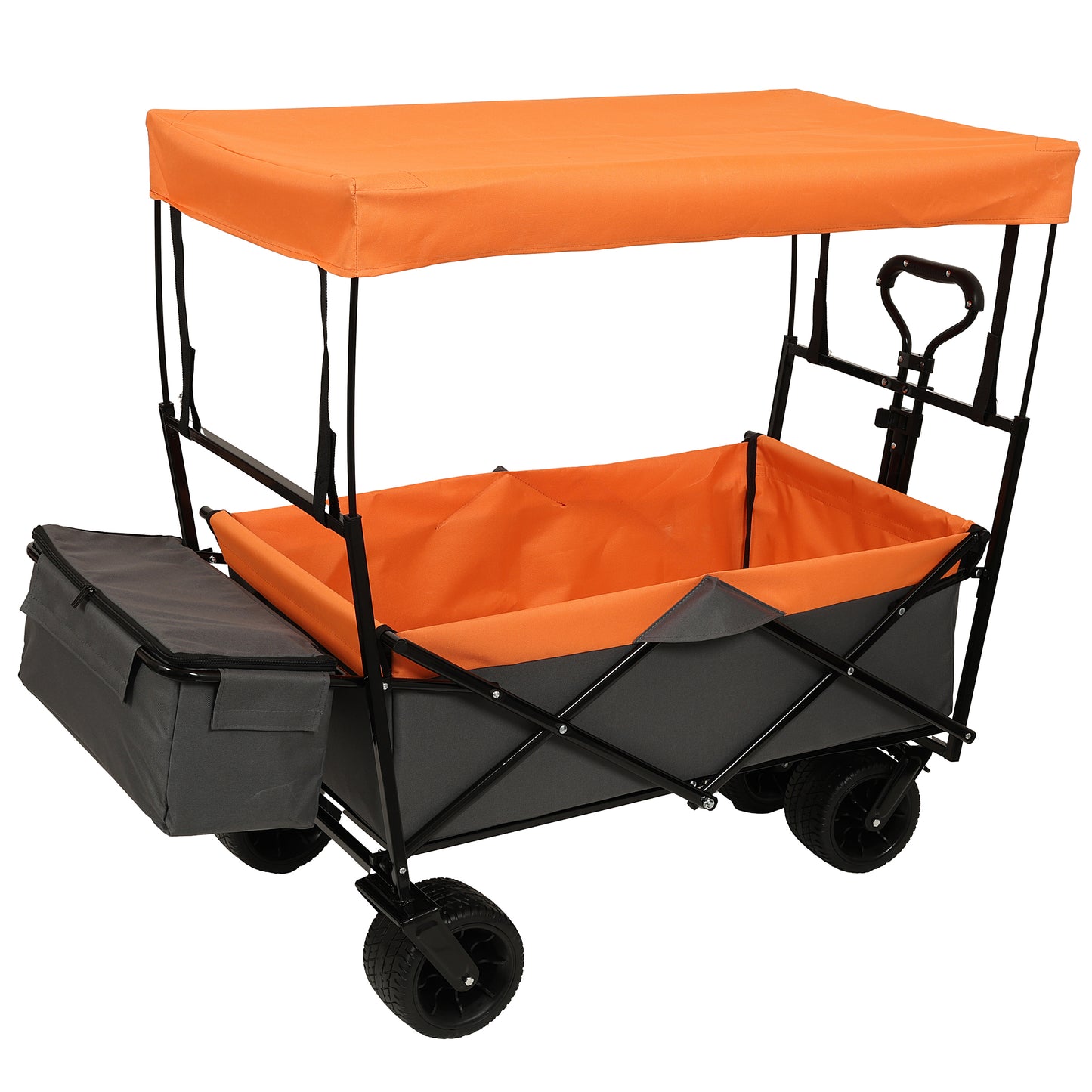 Collapsible Foldable Extended Wagon with Canopy, SHINPT Folding Wagon Cart with 480lbs Weight Capacity, Heavy Duty Wagon with Big All-Terrain Beach Wheels, Outdoor Utility Cart for Camping, Sports