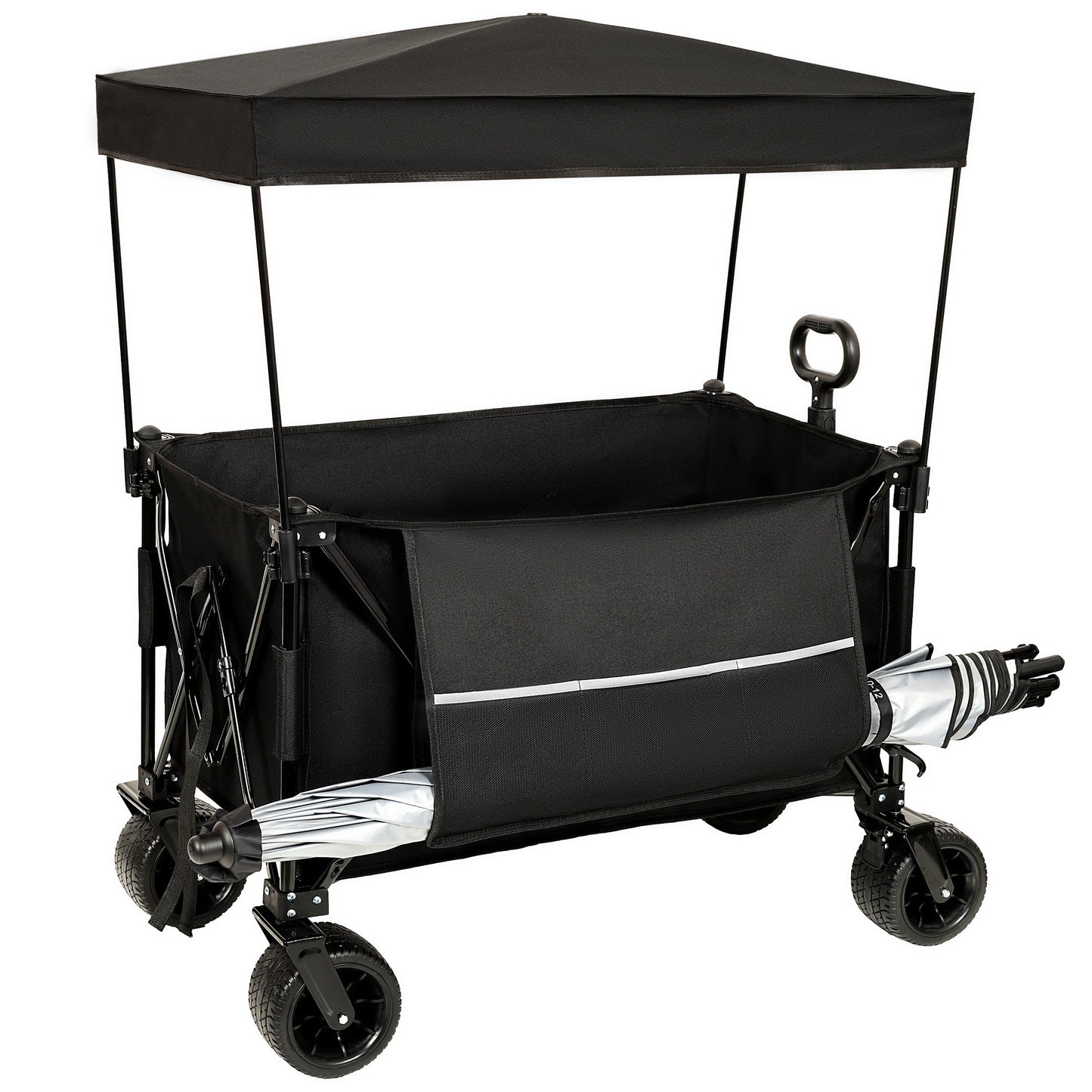 Collapsible Foldable Extended Wagon with Canopy, SHINPT Folding Wagon Cart with 480lbs Weight Capacity, Heavy Duty Wagon with Big All-Terrain Beach Wheels, Outdoor Utility Cart for Camping, Sports