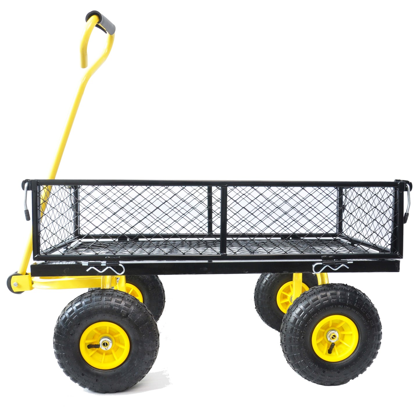 Outdoor Gardening Cart with Inflatable Tires, SHINPT Garden Cart and Wagon Heavy Duty, Outdoor Gardening Cart with 180-Degree Steering Range Handle, Yard Cart and Wagon for Garden, Backyard, Lawn