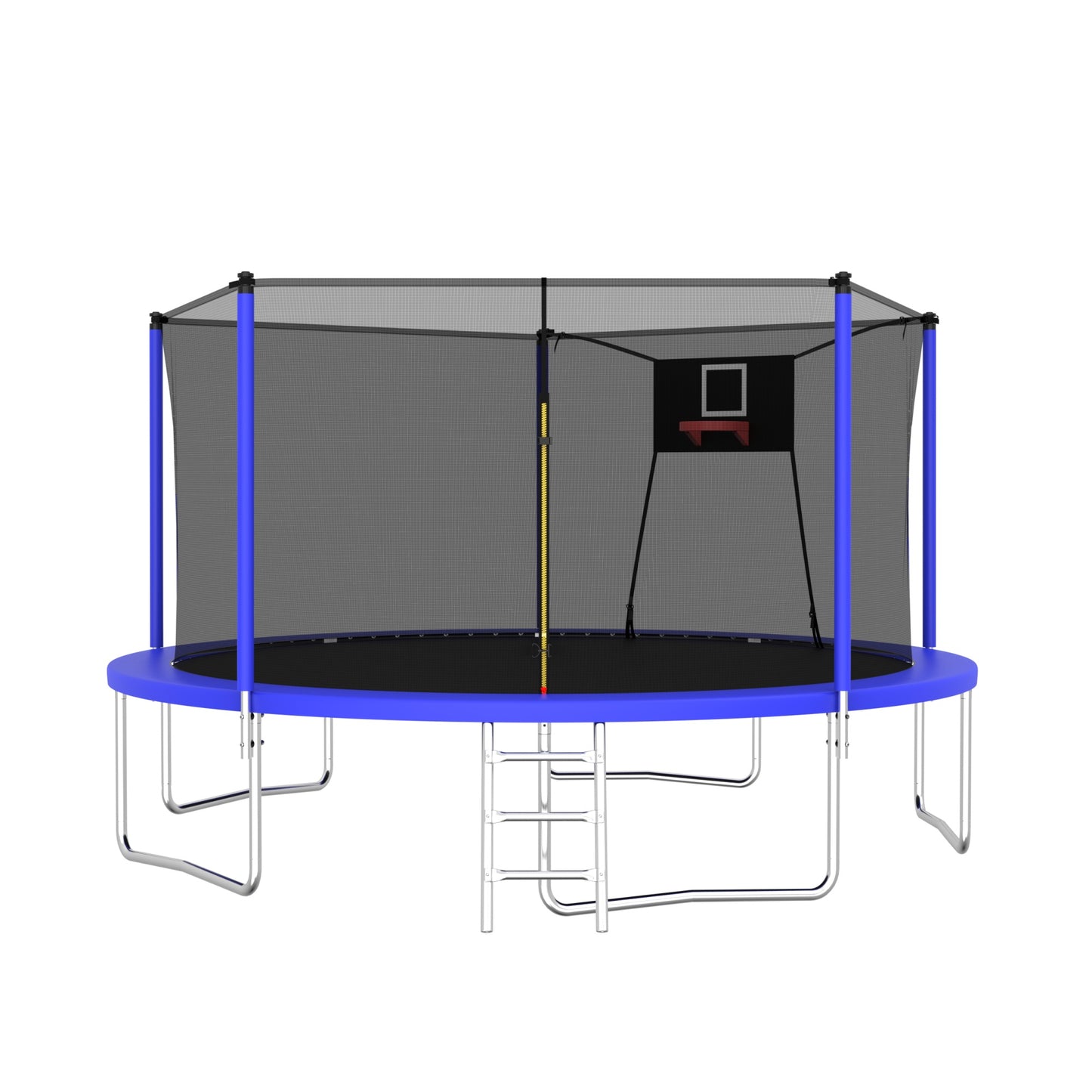 14FT Sports Fitness Trampoline with Net, SHINPT Large Trampoline with Basketball Hoop, Exercise Trampoline for Adults and Kids for Outdoor/Indoor, Gymnastics Trampoline with Ladder for Basement, Yard