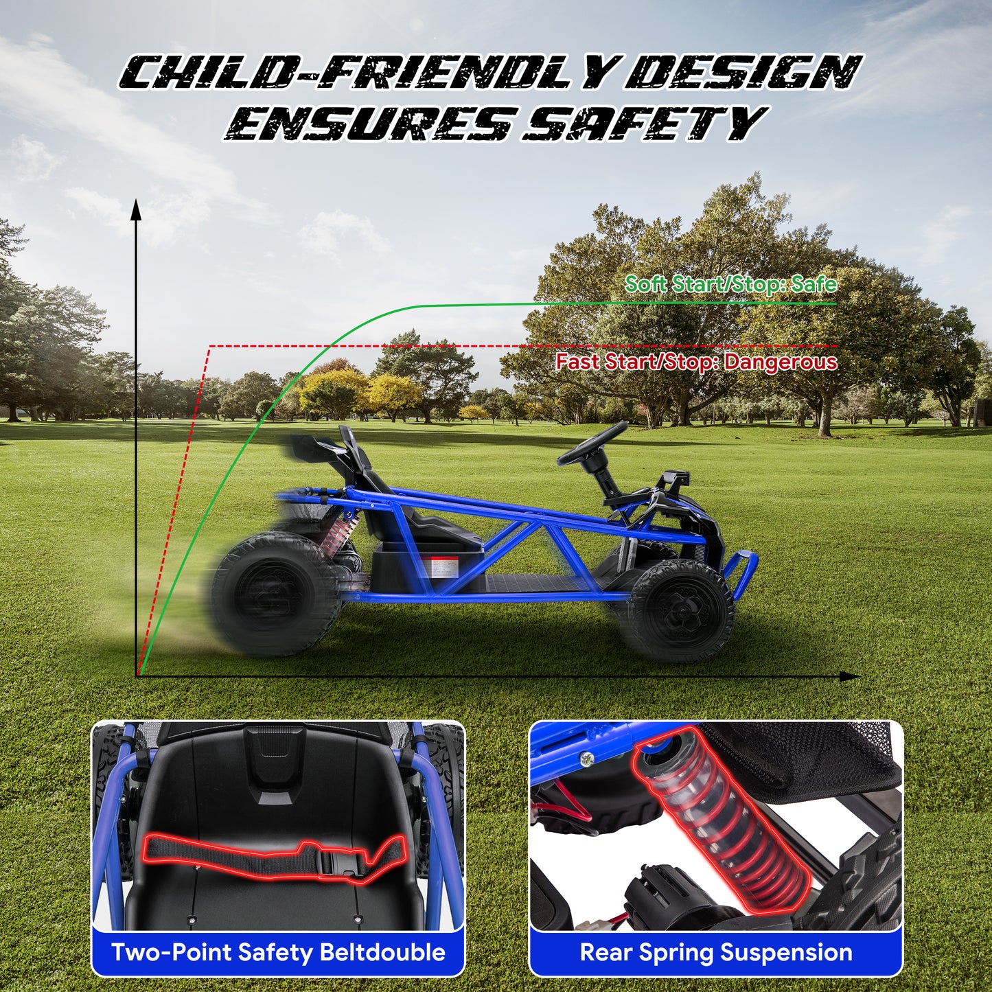 36V Ride on Car for Big Kids Aged 6+, SHINPT Electric Ride on Car with 2x250W Motor, Powered Ride on Toys with Rear Wheel Spring Suspension, Bluetooth, Music, Kids Electric Vehicle for Gift
