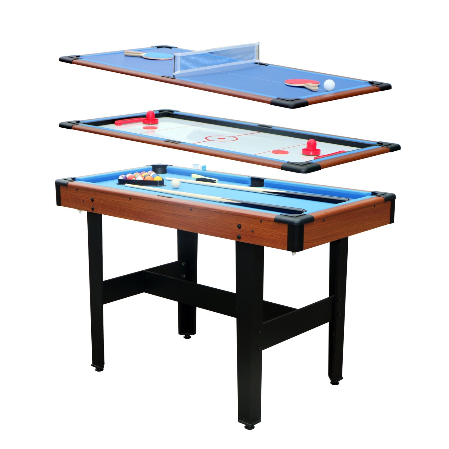 3 in 1 Arcade Game Table, SHINPT 4FT Mini Pool Table for Kids, Game Table with Billiards/Pool, Glide Hockey and Table Tennis, Indoor/Outdoor Table Games for Adults, Game Table for Game Room, Basement