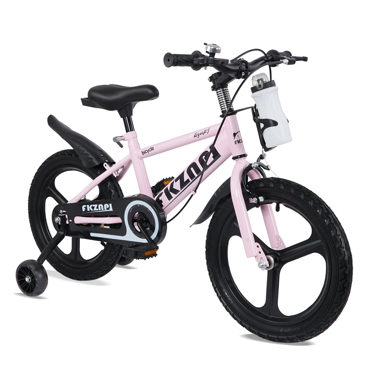 16" Kids Bike with Training Wheels, SHINPT Bicycle for Kids 3-9 with Water Bottle, Training Wheels with Night Glow, Toddler Bike with High Carbon Steel Frame, 16 in kids bicycle with Adjustable Seat