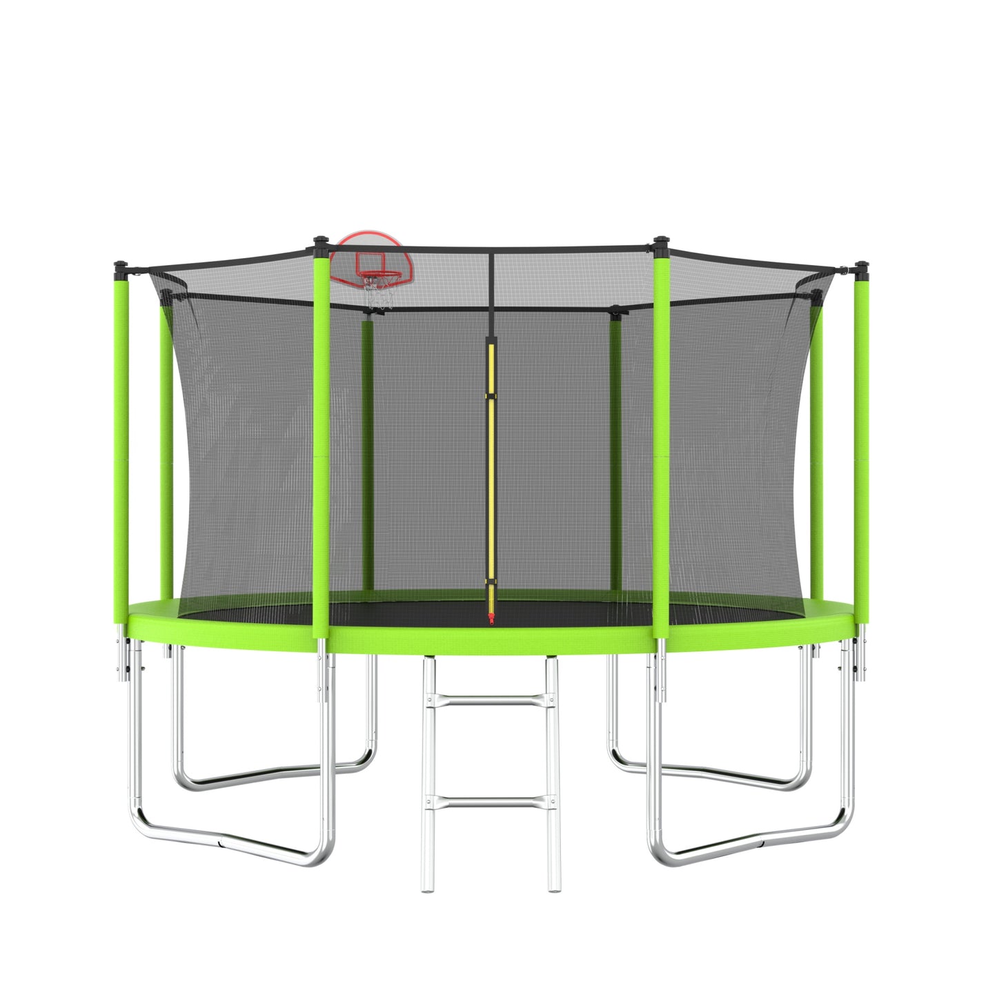 14FT Sports Fitness Trampoline with Net, SHINPT Large Trampoline with Basketball Hoop, Exercise Trampoline for Adults and Kids for Outdoor/Indoor, Gymnastics Trampoline with Ladder for Basement, Yard