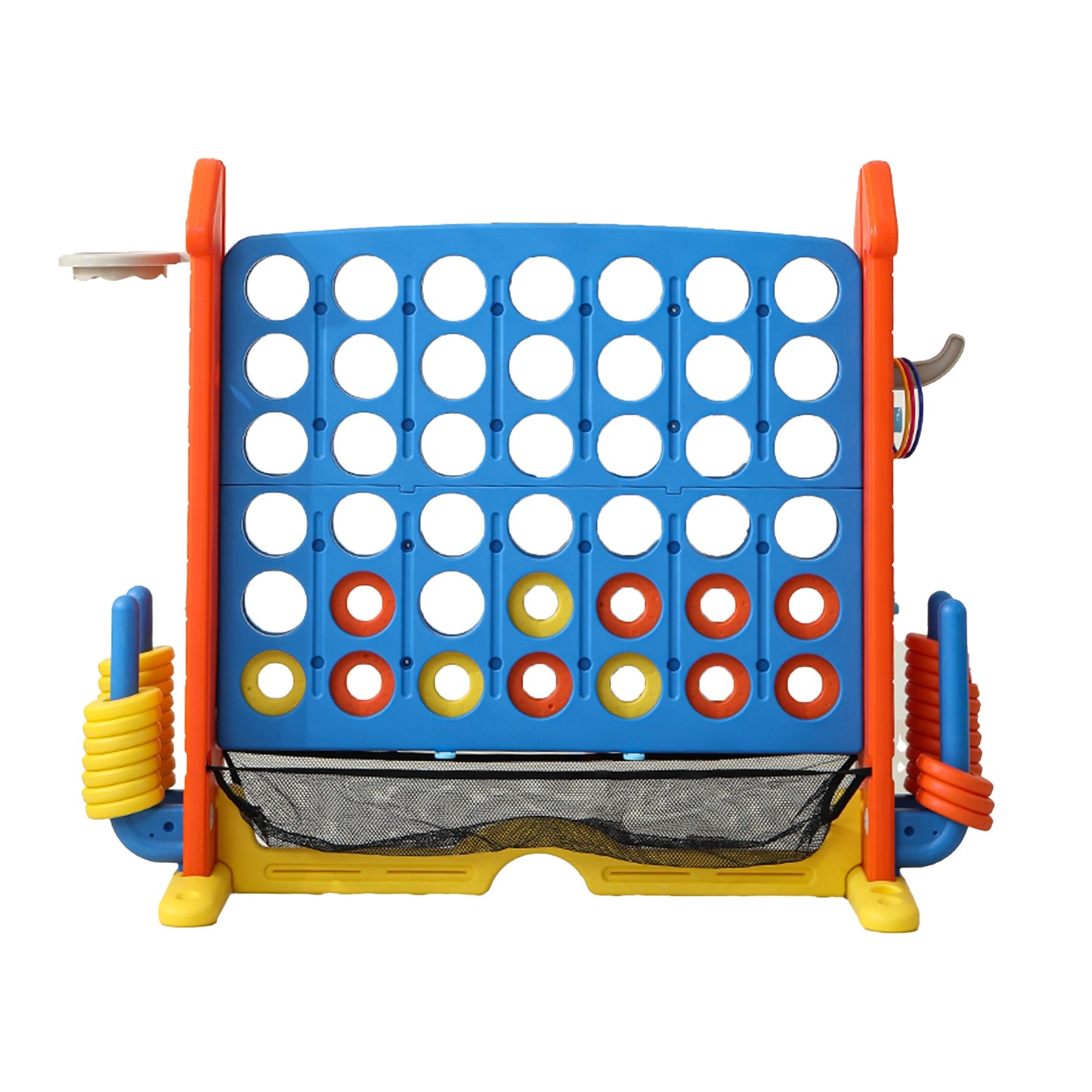 Connect 4 Jumbo Yard Game, SHINPT Giant Connect 4 Game, Outdoor Kids Game with Jumbo Connect 4, Basketball Hoop, Ring Toss, Golf Games, Outdoor Games for Kids and Adults with Height Adjustable