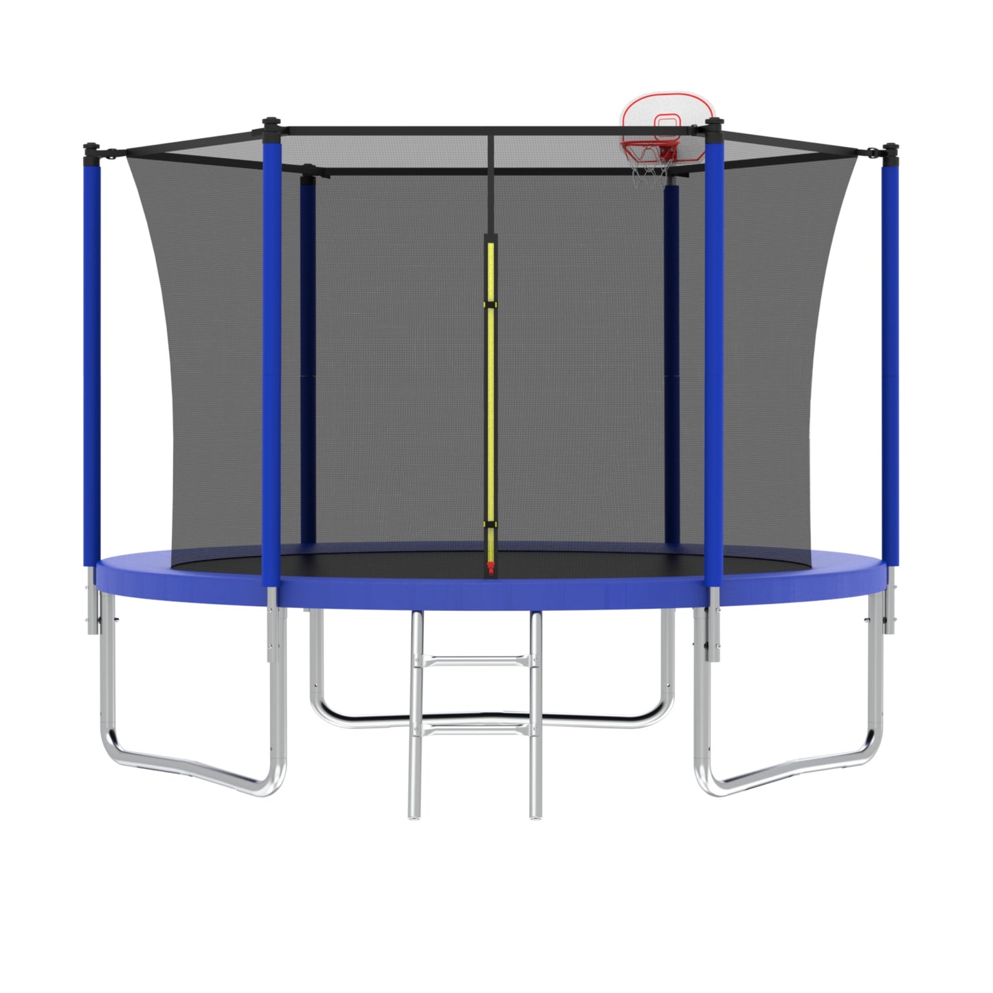14FT Sports Fitness Trampoline with Net, SHINPT Large Trampoline with Basketball Hoop, Exercise Trampoline for Adults and Kids for Outdoor/Indoor, Gymnastics Trampoline with Ladder for Basement, Yard