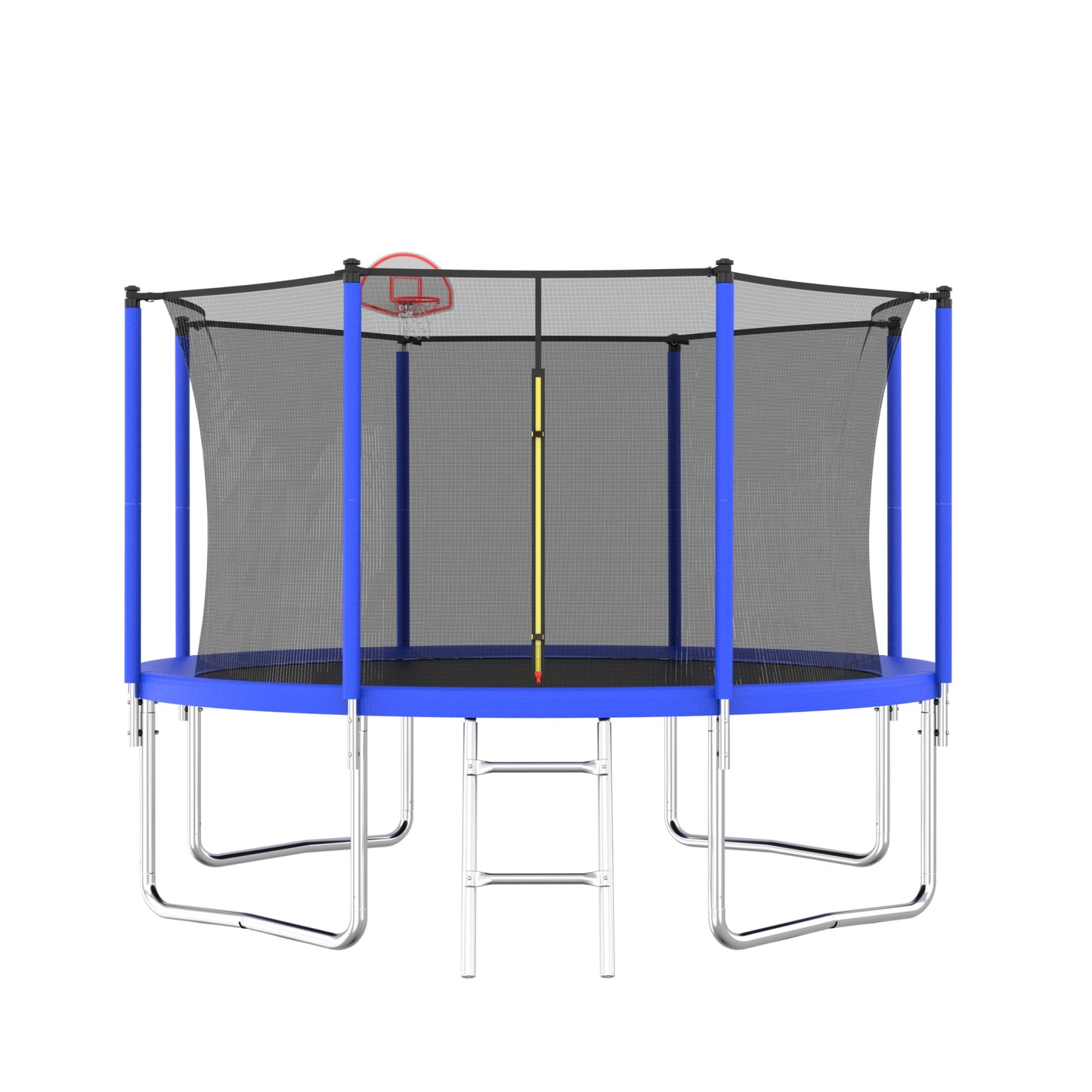14FT Sports Fitness Trampoline with Net, SHINPT Large Trampoline with Basketball Hoop, Exercise Trampoline for Adults and Kids for Outdoor/Indoor, Gymnastics Trampoline with Ladder for Basement, Yard