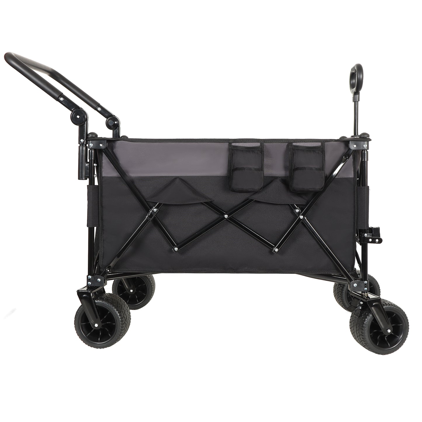 Multi-Functional Collapsible Cart with Rotating Handle, SHINPT Heavy Duty Utility Cart with 360° All-Terrain Wheels, Foldable Shopping Cart for Transport, Groceries, Outdoor, Trolley Cart with Brakes