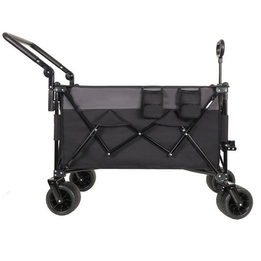 Multi-Functional Collapsible Cart with Rotating Handle, SHINPT Heavy Duty Utility Cart with 360° All-Terrain Wheels, Foldable Shopping Cart for Transport, Groceries, Outdoor, Trolley Cart with Brakes
