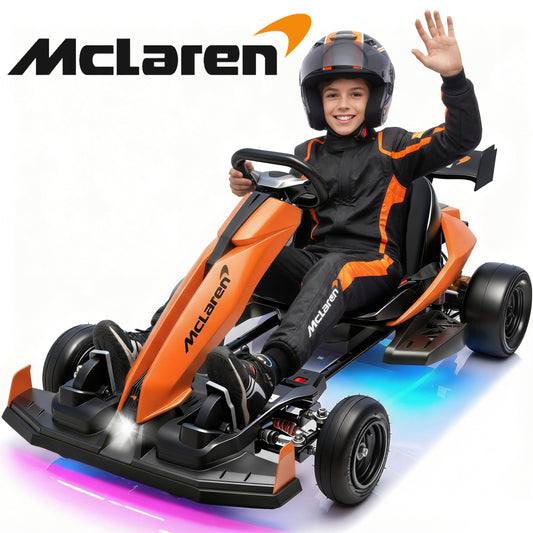 SHINPT McLaren 48V Electric Go Kart for Teens 14+, Drift Kart Ride On Car with 3-Speed Transmission, Brake System, 4-Level Adjustable Frame, Pneumatic Tires, Seat Belt, LED Lights, 15 MPH