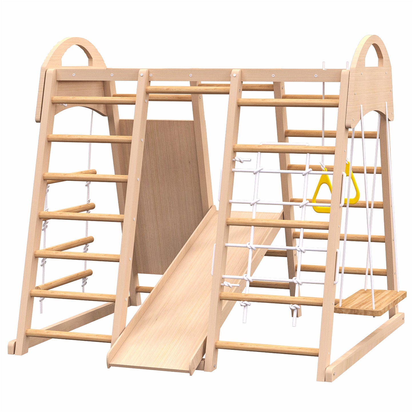 4 in 1 Jungle Gym for Toddlers, SHINPT Indoor Climbing Toy for Kids, Baby Jungle Gym Indoor with Swing, Slide, Ladder, and Climbing Wall, Kids Wooden Play Gym, Toddler Playground for Best Gift