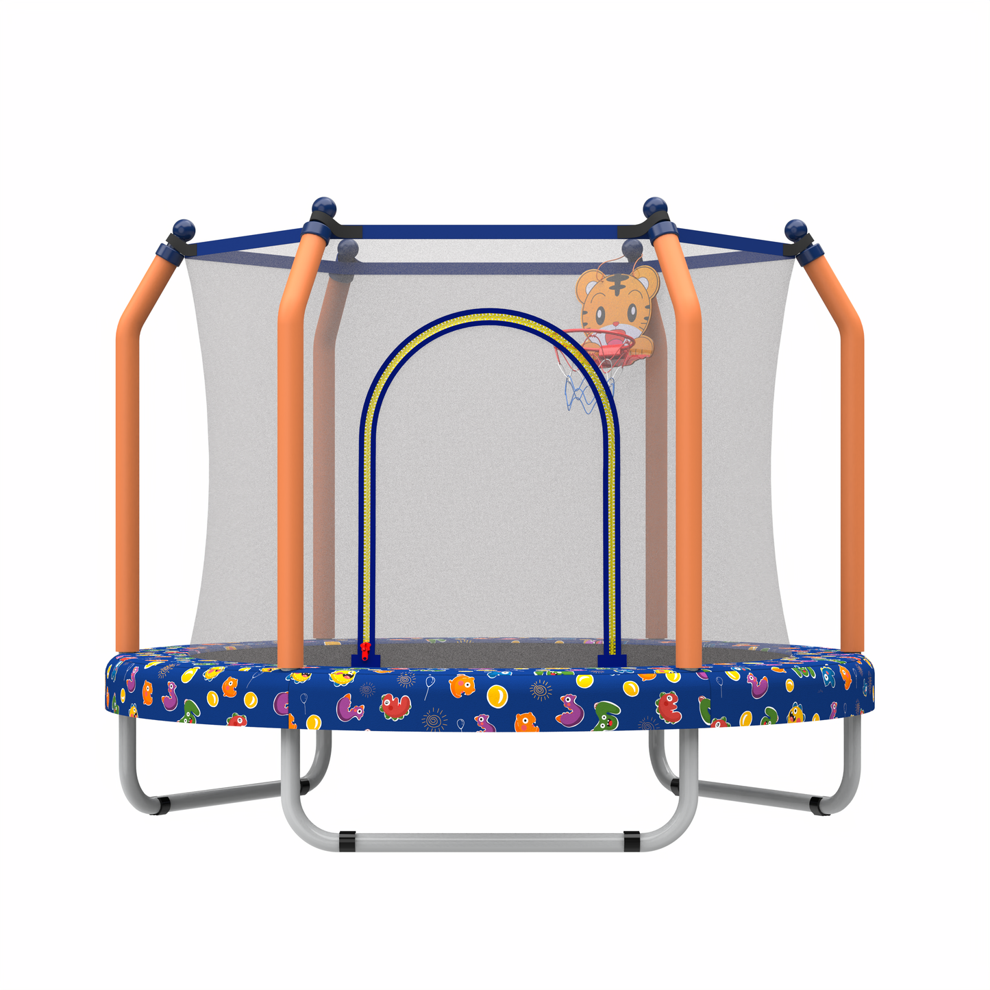 SHINPT 55" Kids Trampoline for Kids Age2-8, Indoor/Outdoor Toddler Trampoline Featuring Safety Handle, Easy Assembly, Entertainment Trampoline Basketball Hoop for Backyard, Patio
