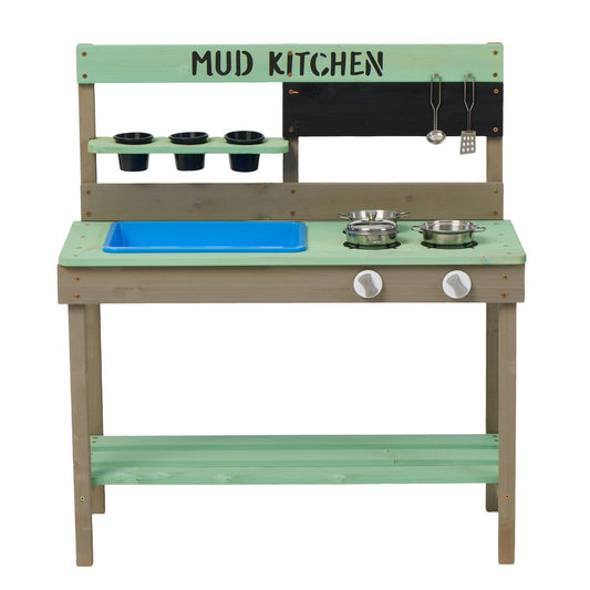 Kids Kitchen Playset, SHINPT Wooden Toy Kitchen with Water Play Set & Cooking Knobs, Indoor/Outdoor Realistic Toddler Kitchen Play Set for Kids Ages 3+ Year, Birthday Gift for Boys and Grils, Green