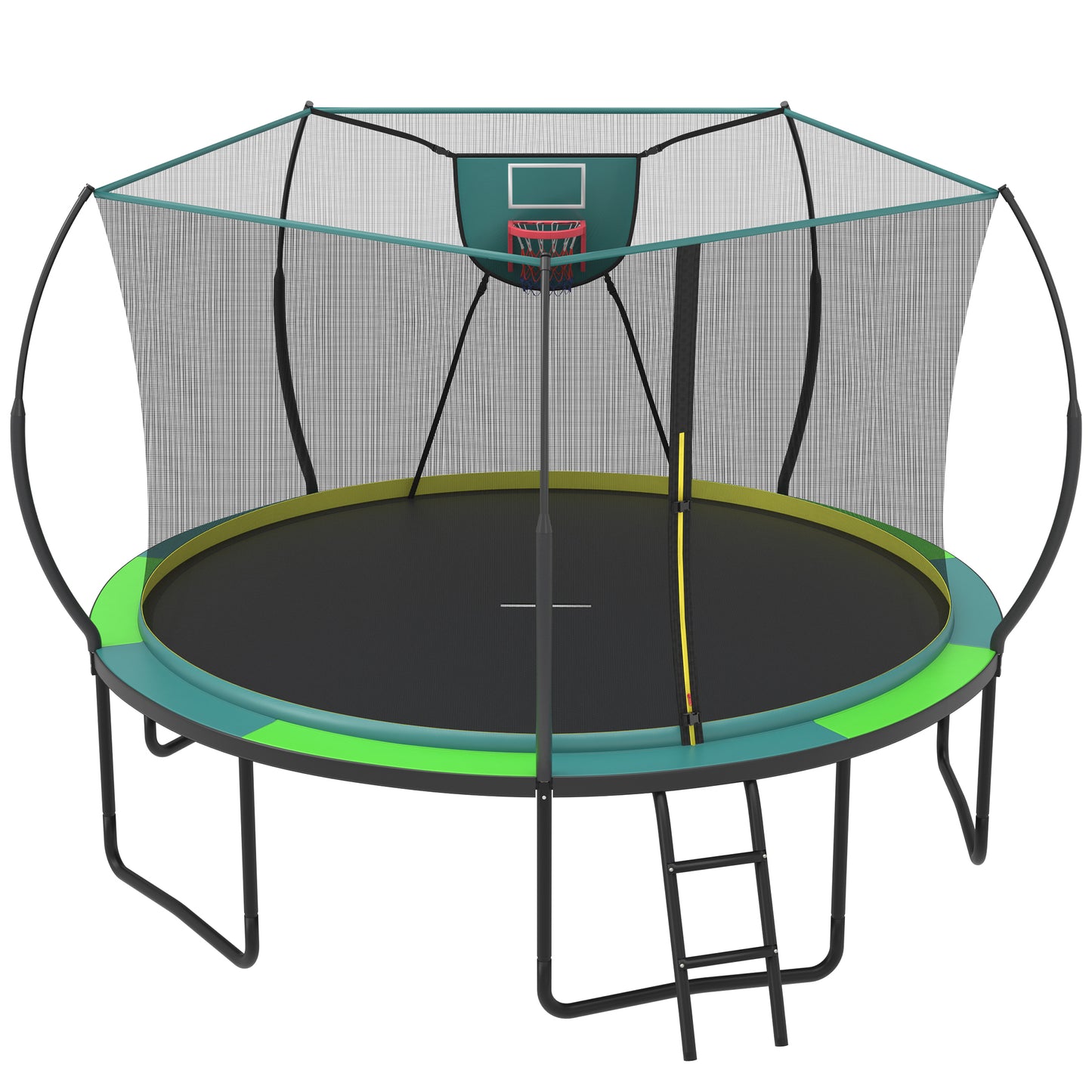 SHINPT 12ft Trampoline for Kids, Outdoor Trampoline with Basketball Hoop, Recreational Trampolines with 6 Curved Poles, Heavy Duty Trampoline with No-gap Design, Kids's Play Ground Outdoor