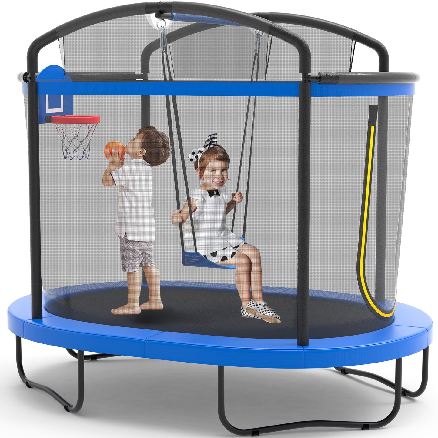 SHINPT 4x6FT Toddler Trampoline for Kids, Kids Indoor Trampoline with 771LBS Load-Bearing Capacity, Mini Trampoline Indoor & Outdoor, Small Trampoline with 4 Accessories & Adjustable Gymnastics Bar