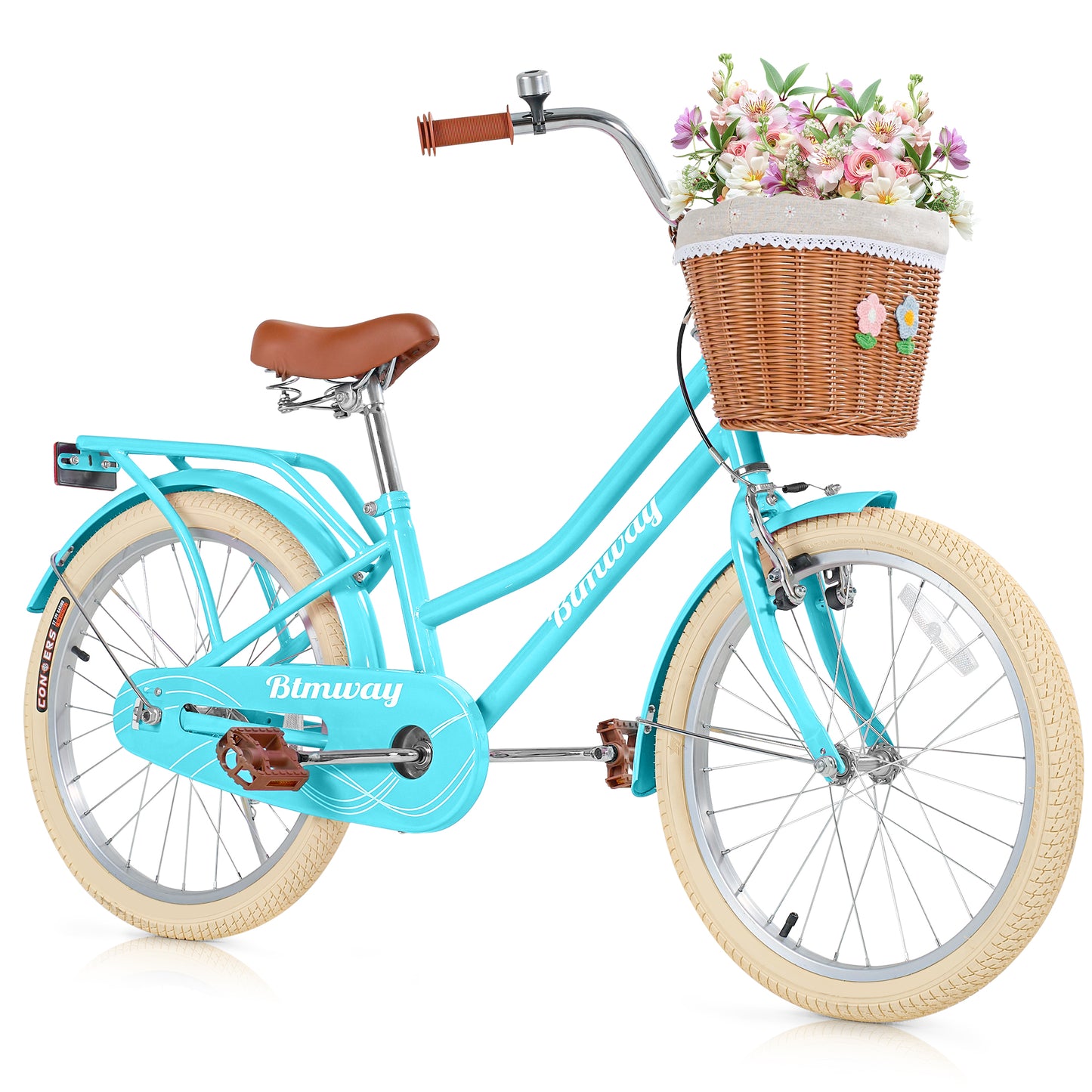 20in Kids Bike for Girls and Boys, SHINPT Girls Bike with Basket, 20 inch Bike for Kids 7+, Kids Bicycle with Single Speed, Bicycle for Kids with Rear Seat for Birthday Gift, Blue or Pink