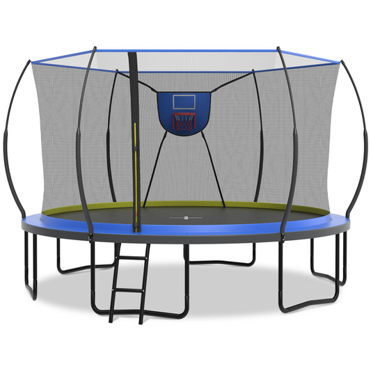SHINPT 14ft Trampoline Outdoor, Big Trampoline with 360° Safety Net, Heavy Duty Trampoline for Kids and Adults, Kids Trampoline with 6 Curved Poles, Play Ground Outdoor, In Ground Trampoline