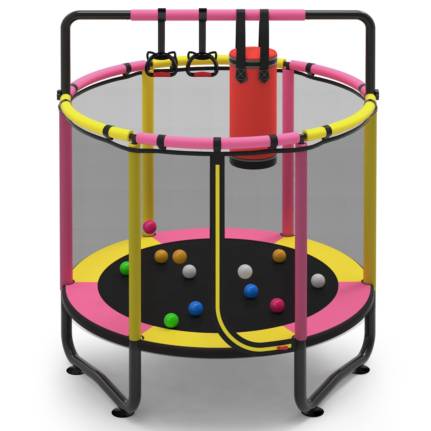 55" Kids Trampoline with Enclosure, SHINPT Indoor Outdoor Toddler Trampoline for Kids, Small indoor Trampoline for Toddlers, Mini Trampoline with Enclosure Net for Kids, Gift for Boys Girls Ages 3+