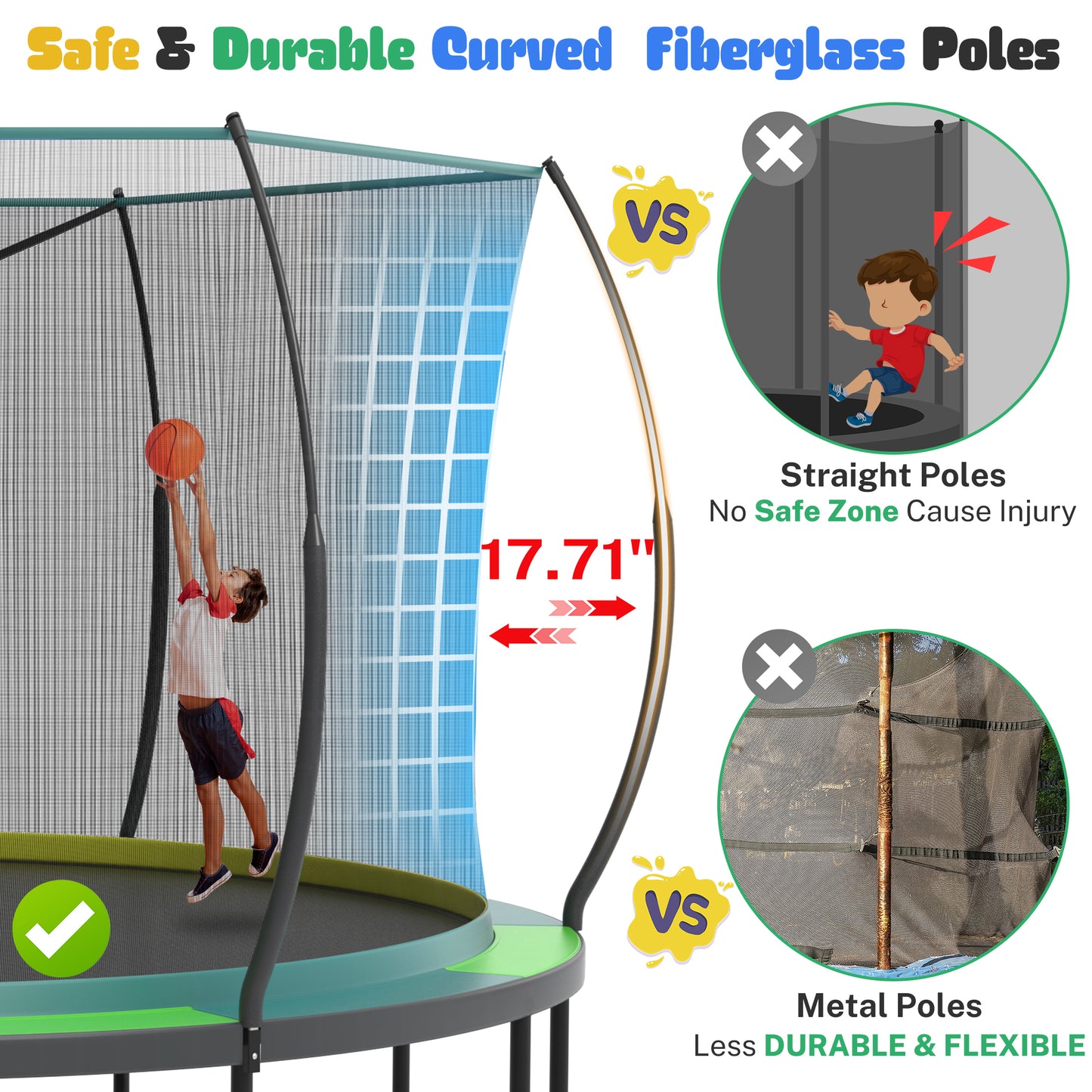 14FT Trampoline for Kids with Basketball Hoop, SHINPT Toddler Trampoline for Backyard, Patio, Indoor Trampoline with Enclosure Net, Adult Trampoline with No-gap Design, Outside Toy for Kids for Gift